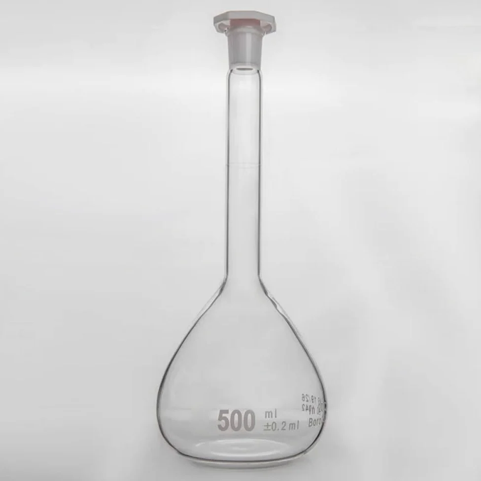 Equipos y suministros de laboratorio Matraz aforado transparente con tapón de plástico, vidrio borosilicato F81