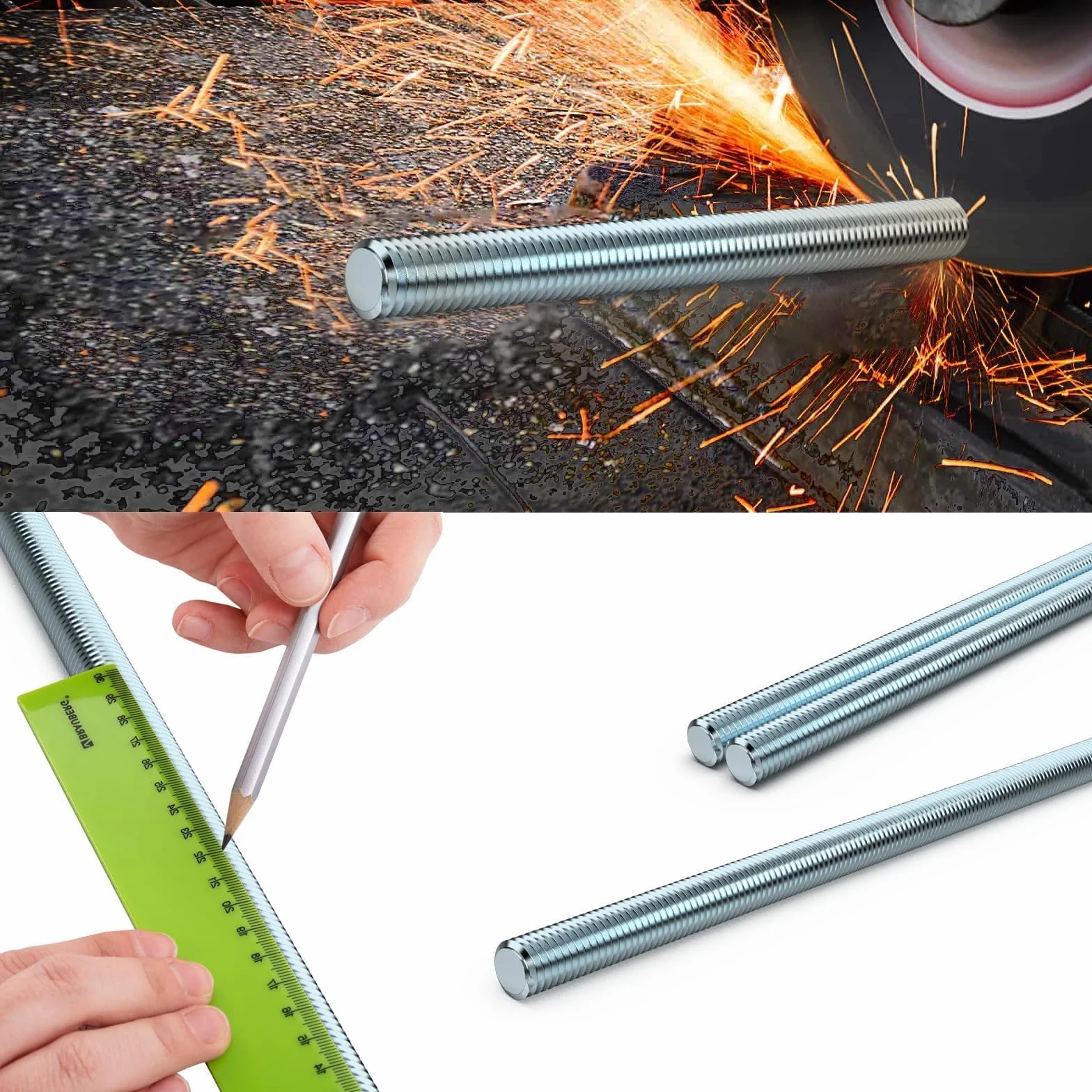 Varilla Roscada M10 x 300 mm Galvanizado DIN 975 Acero Carbono Grado 4.8