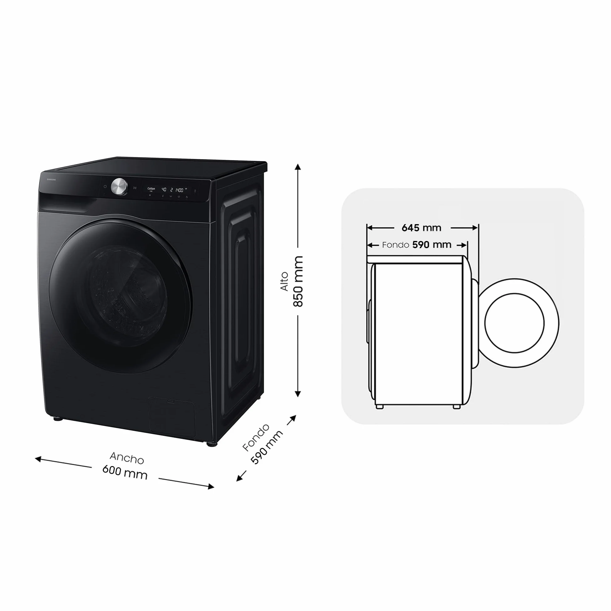 Samsung Lavasecadora AI 9kg/6kg Autodosificación Clase D Negra WD90HG6U94BBU3