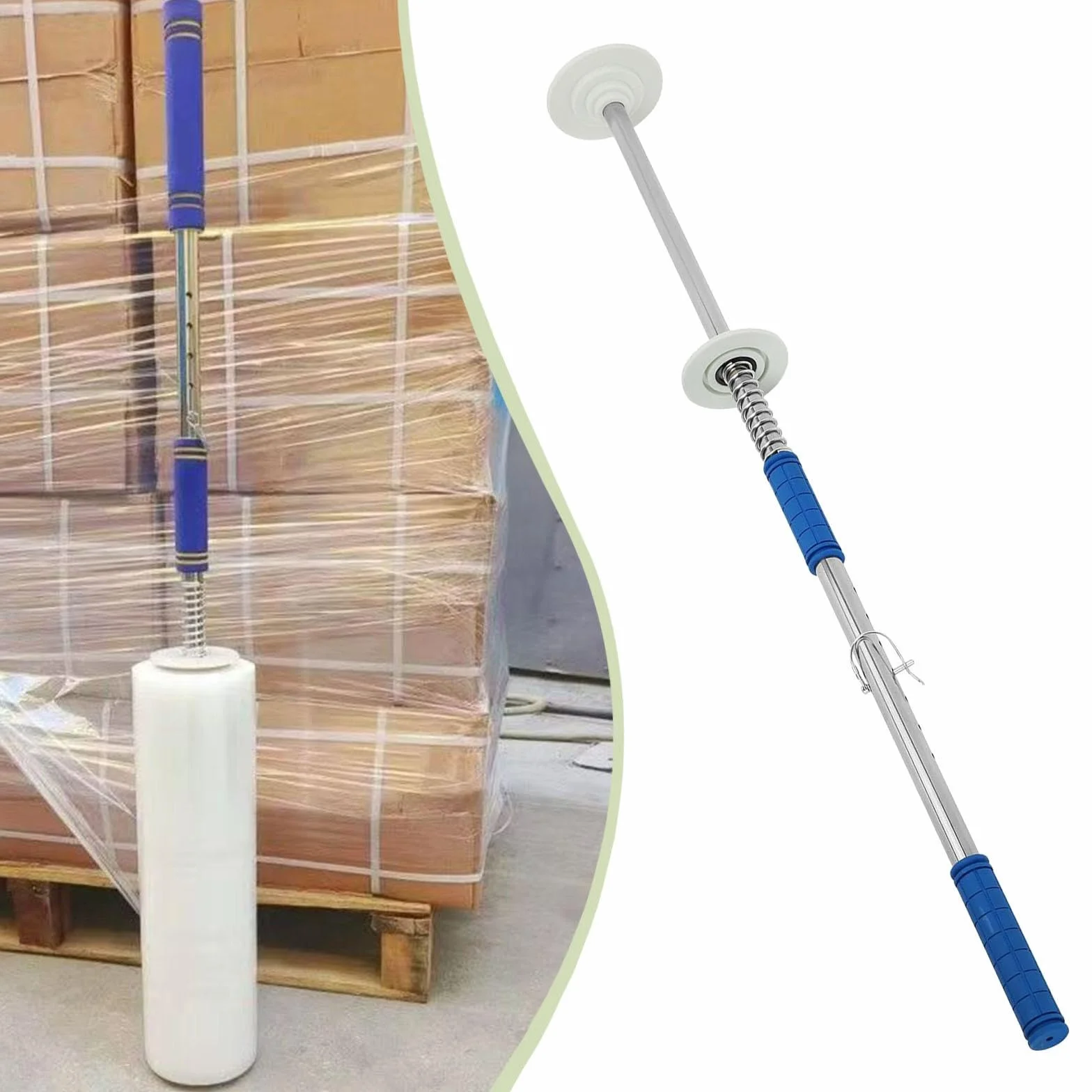 perfk Dispensador de film estirable, soporte para dispensador de film retráctil, ajustable, de mano, de 6 a 20 pulgadas de ancho para embalaje de palés en
