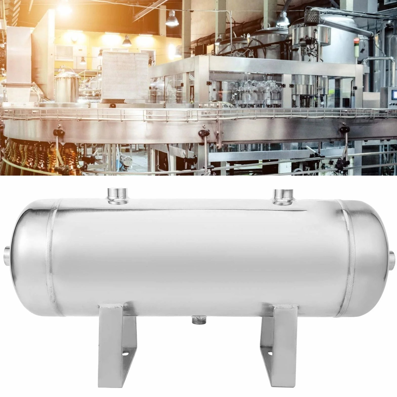 Tanque de Depósito de Aire, Espejo de Acero Inoxidable 10L 1/2 pulg. 1/4NPT, Resistente y Duradero con Soldadura por de Argón para Tanques de Almacenamiento de Energía