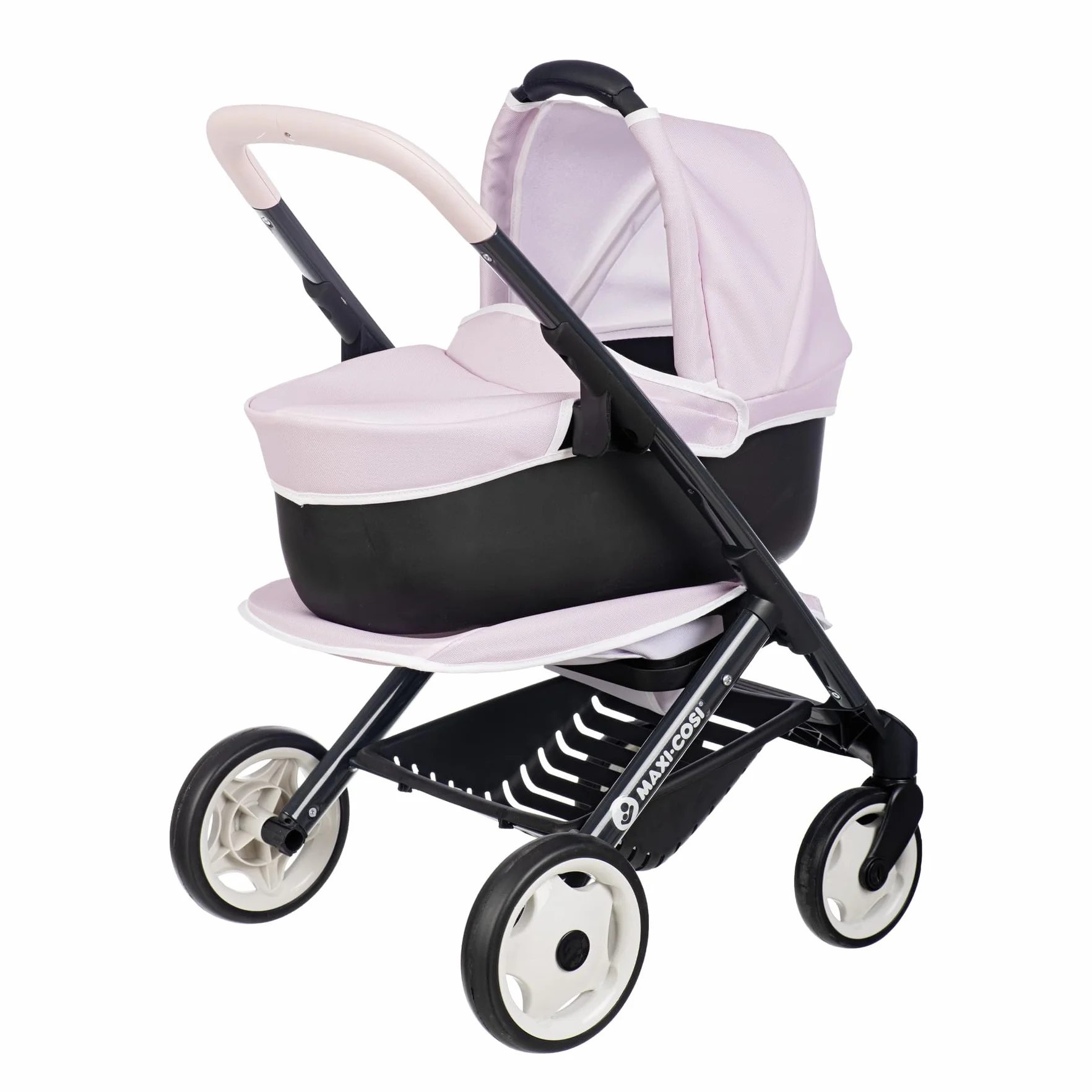 SMOBY Carrito Combi 3 en 1 Maxi-Cosi Rosa Capazo extraíble Silla de Paseo Cochecito para muñecas 42 cm Desde 3 años