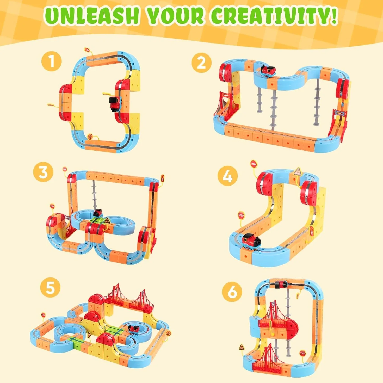 Felly Electric Train Set para Niños con Pista Flexible 3D, Juguete de Aprendizaje DIY Cube Track, Regalo 3-12 Años