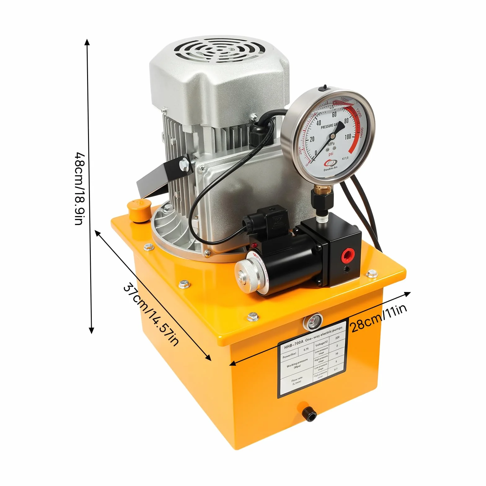 Bomba Hidráulica Eléctrica 700 Bar Agregado Hidráulico 750 W 220V Bomba Electrohidráulica 70Mpa Bomba de Alta Presión con Válvula de Seguridad, Bomba Electrohidráulica Tanque 7L