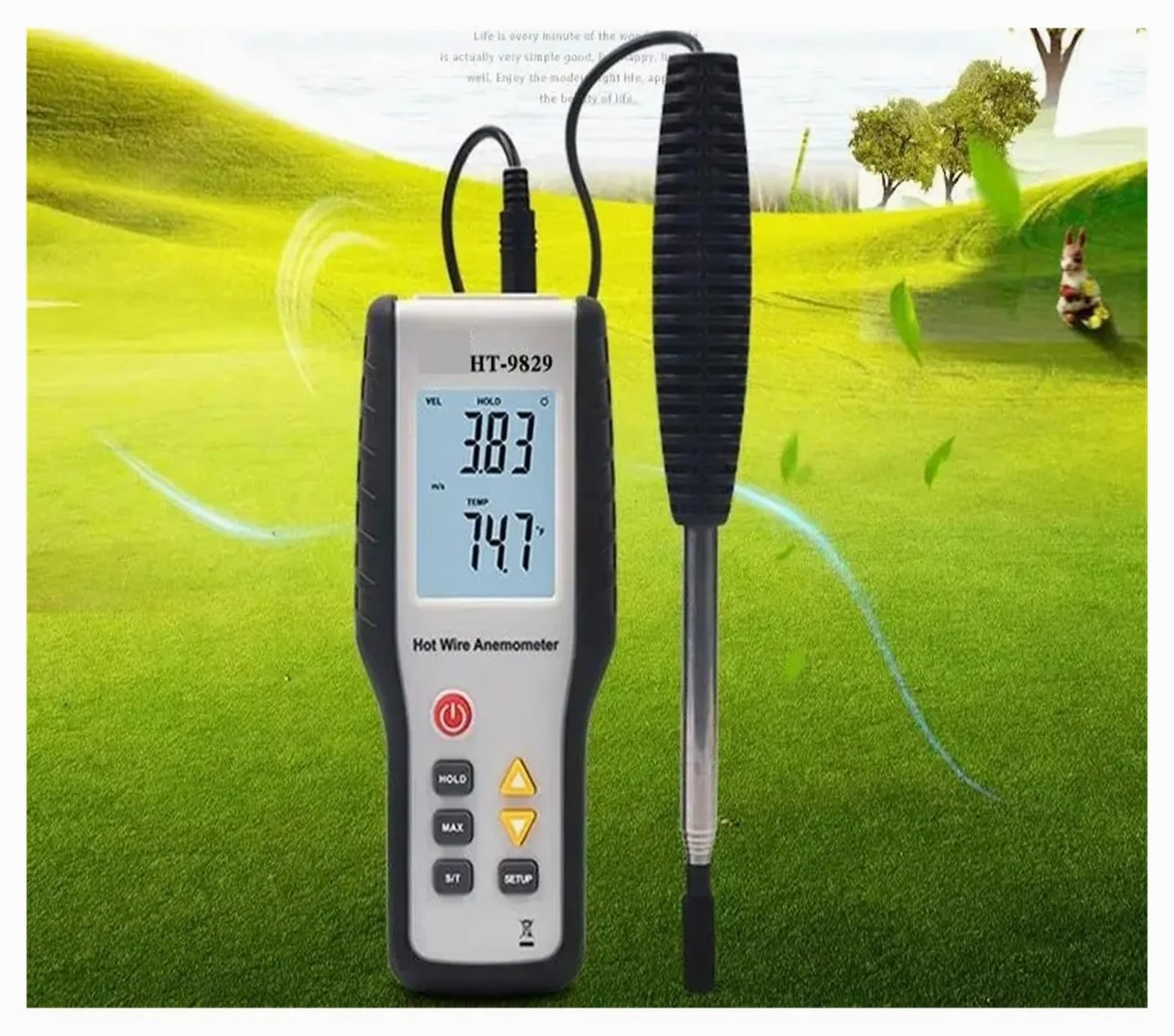 Anemómetro, Anemómetro portátil digital de alta sensibilidad, anemómetro térmico de hilo caliente, anemómetro de medición
