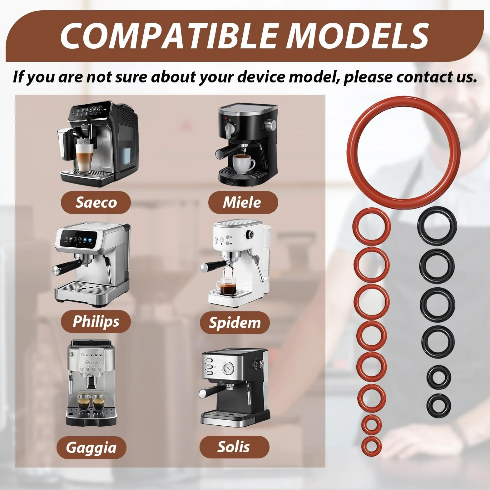 Juntas Tóricas Saeco 30 Unidades Silicona O-Rings Kit Mantenimiento Compatible Cafeteras Automáticas Negro Rojo