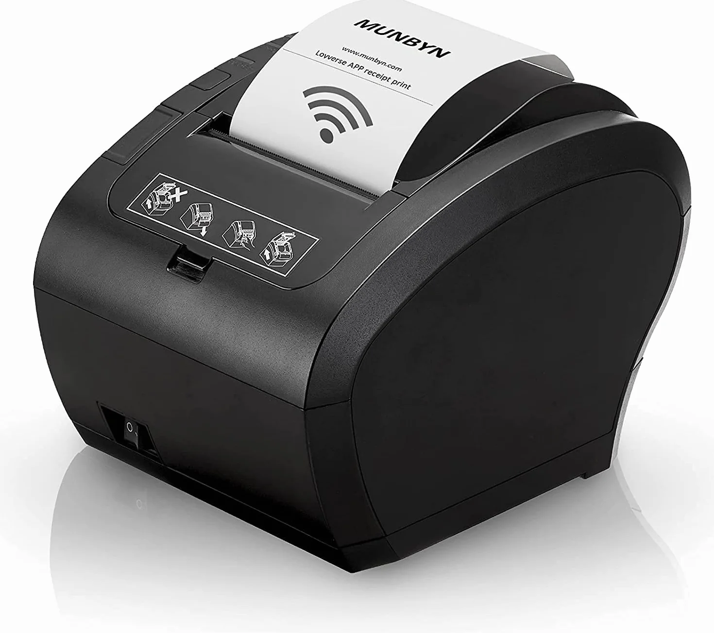 MUNBYN WiFi Impresora termica, Impresora de Ticket, Térmica WiFi, Impresora de Recibos 80mm, Ticketera Velocidad 300mm/s ESC/POS Compatible con Mac/Android/Windows-Negro