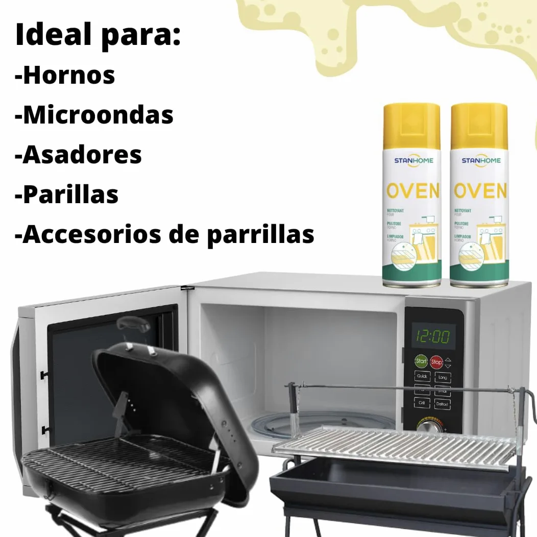 Stanhome Oven Limpiador de Horno, Espuma Limpiahornos - Elimina la suciedad incrustada y disuelve la grasa quemada (4x400ml)