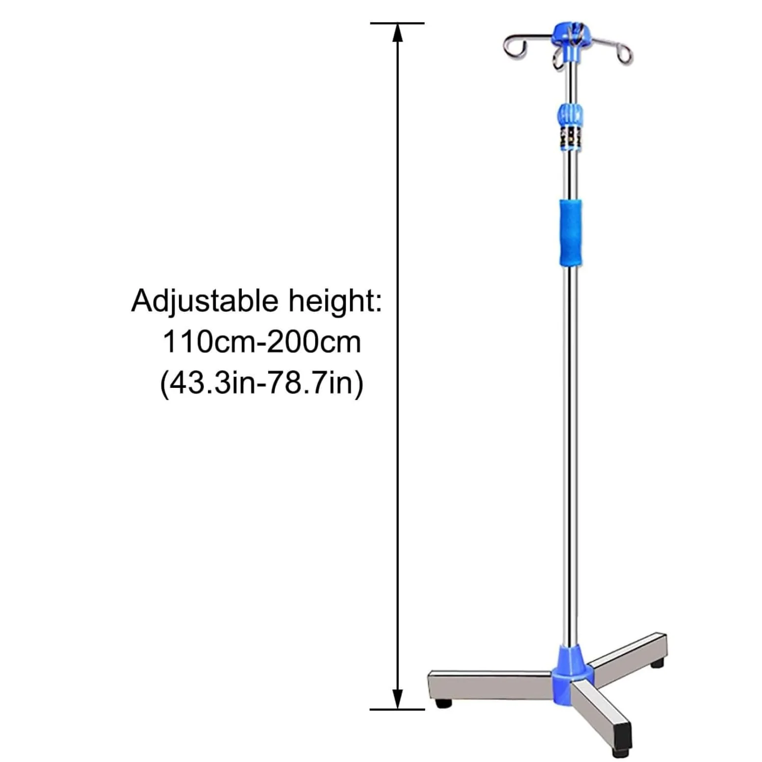 Soporte Porta Portasueros médico con ruedas, soporte intravenoso de altura ajustable de acero inoxidable con bandeja y ganchos for el hogar hospitalario portatil