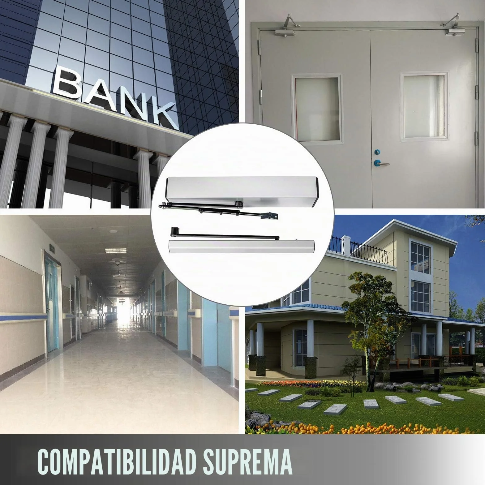 VEVOR Abridor de Puerta Automático, 50 W Abrepuertas Automático, 120 grados Abridor de Puerta Abatible para Supermercados, Puertas Cortafuegos, Hospitales, Salas de Reuniones, Laboratorios