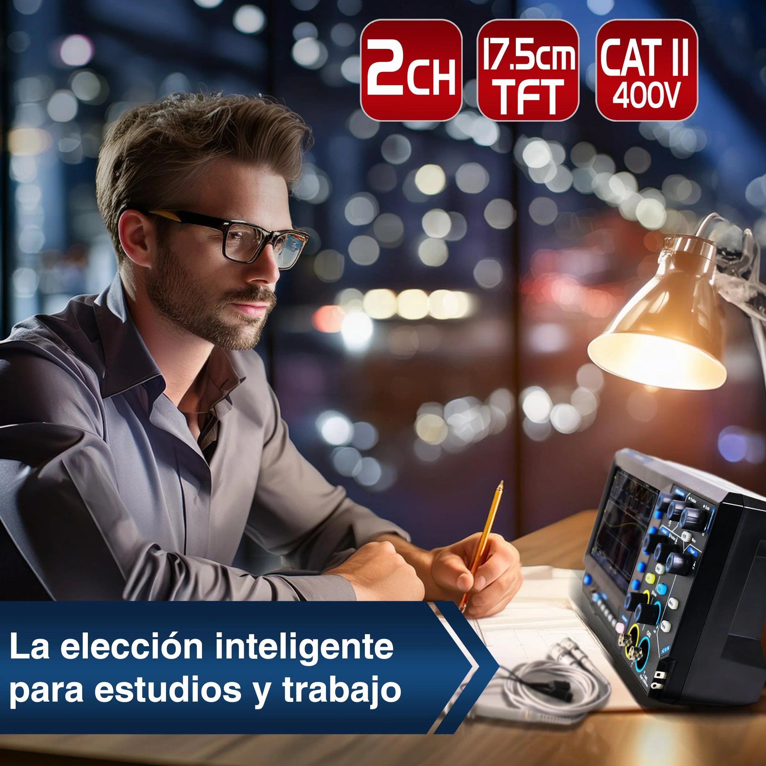 PeakTech, 1402, Osciloscopio digital de 2 canales [3 años de garantía] 20 MHz, 250MS/s, Interfaz USB, Software para PC, Osciloscopio P 1402, Negro, Osciloscopio USB, Multímetro osciloscopio