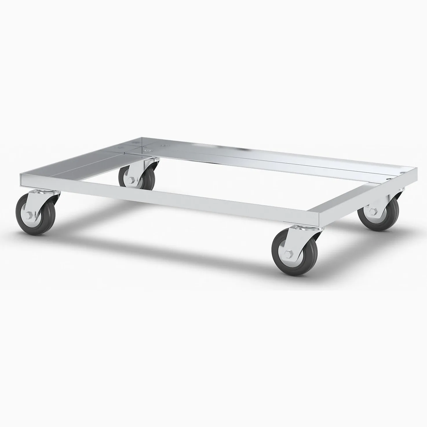 Bastidor rodante de aluminio, carga máx. 200 kg, con protección contra hilos, ruedas de polipropileno, negro. | Capacidad de carga de 200 kg, con protector de hilo, ruedas de polipropileno, color negro