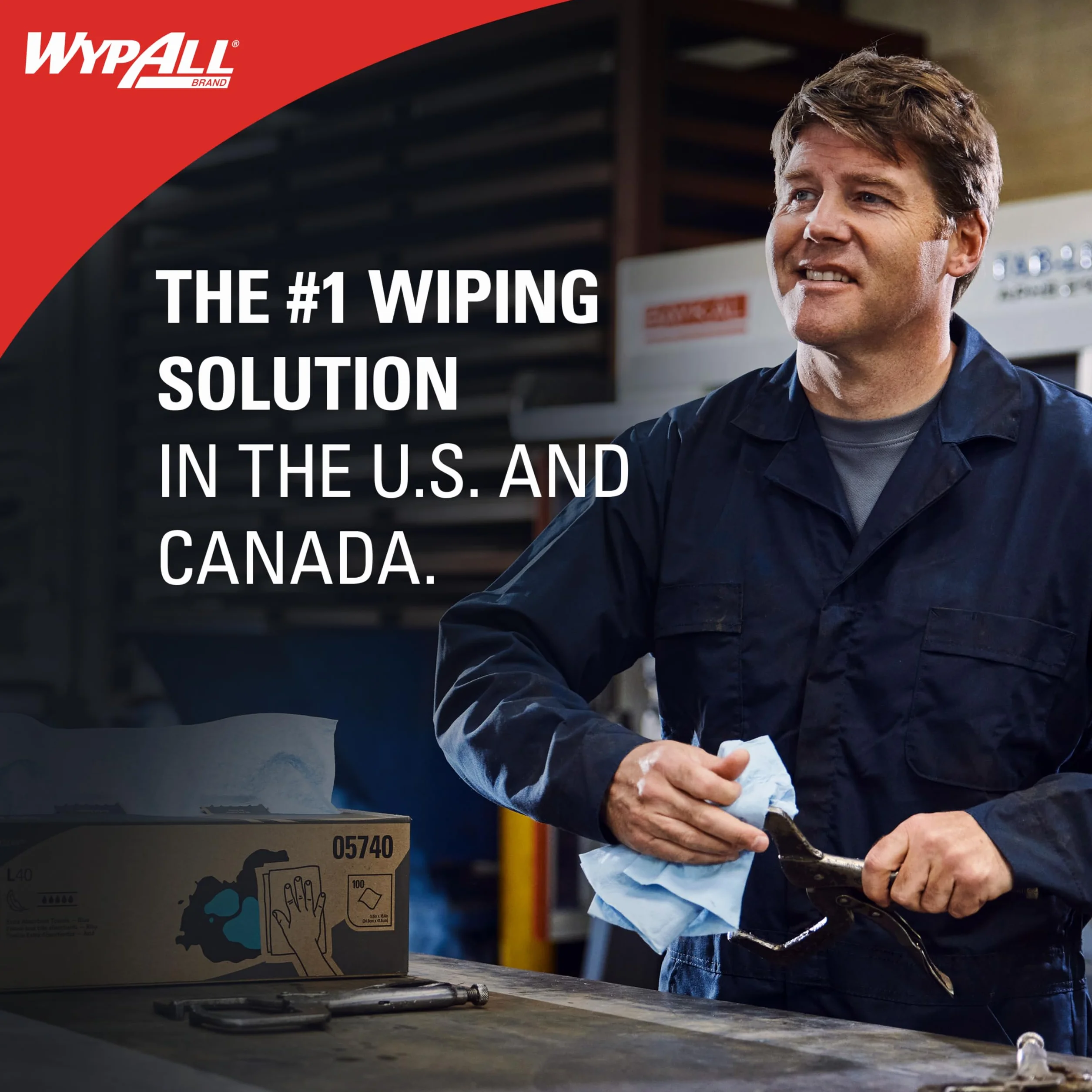 WypAll L40 Paños de Limpieza Industriales 7471, 1 Capa, Extra Absorbentes, Resistentes y Desechables, Uso Profesional y General, Pack de 18 x 56 Hojas (1.008 Total)