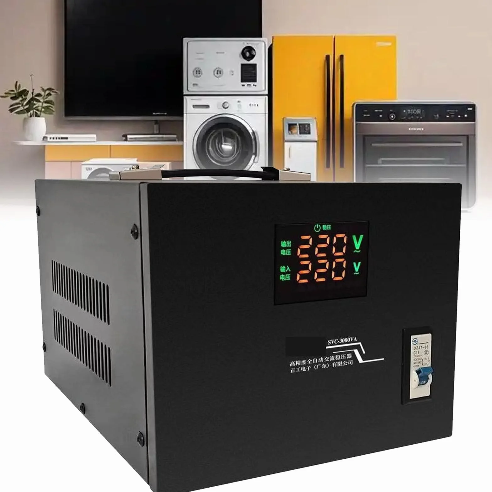 Estabilizador voltaje electrónico, estabilizador voltaje completamente automático 1000W-10000W Estabilizador voltaje electrodomésticos alta potencia, transformador voltaje CA,5000W-220V