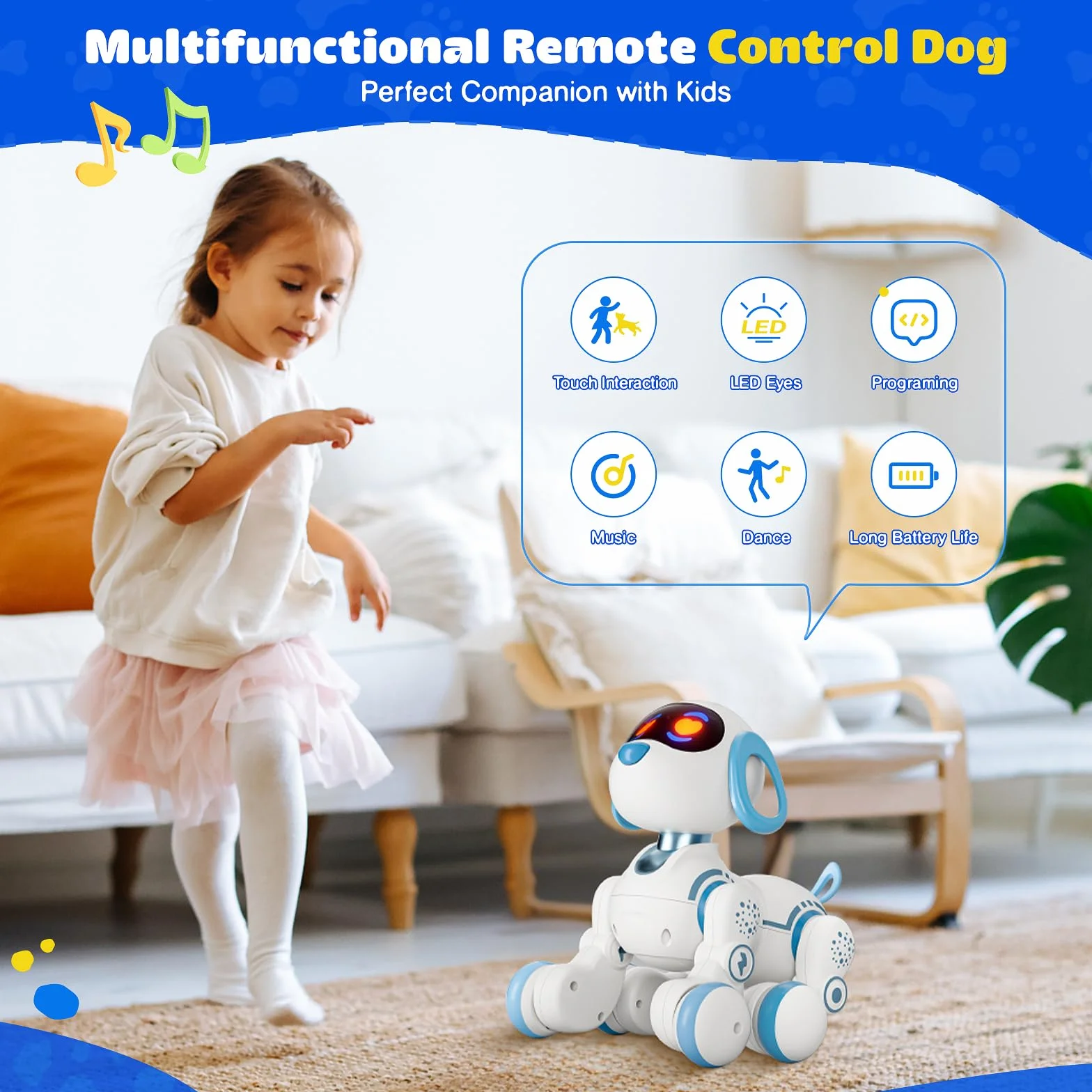 Intelligenter Roboterhund RC Hundespielzeug mit Touch und Follow-Funktionen
