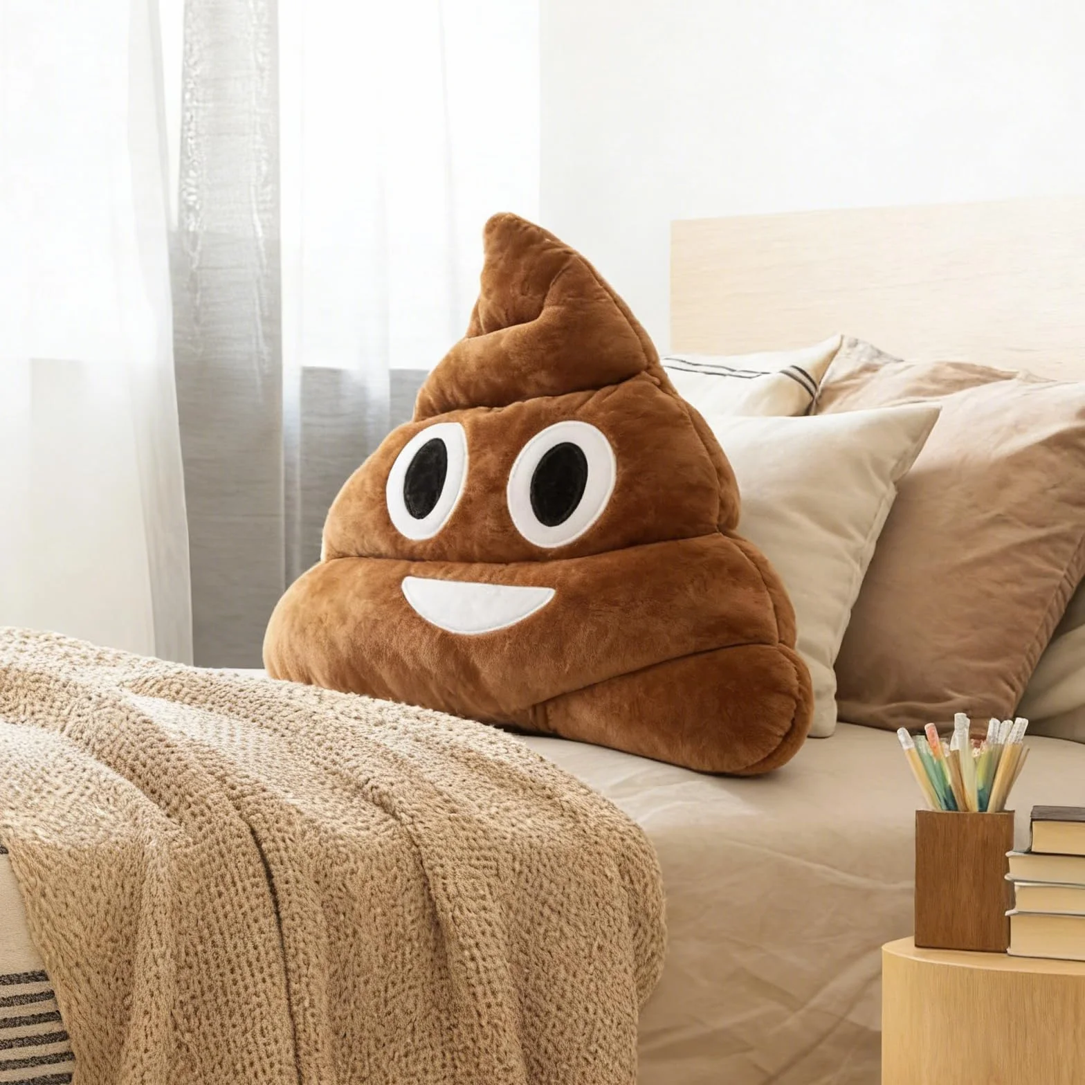Cojín de Peluche Caca 35cm, Emoticono, Adorable, Regalo Divertido