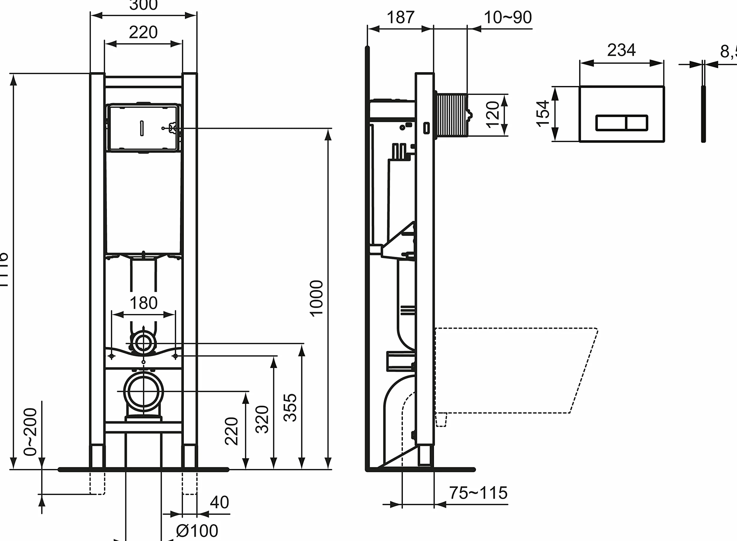 Ideal Standard Oleas Placa de accionamiento doble descarga cromo 234x8,5x154 mm