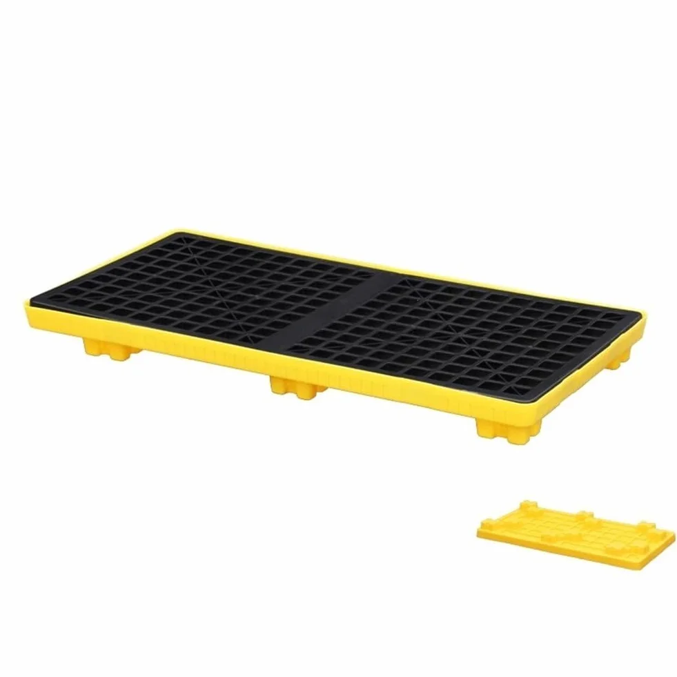 Genérico Plataforma Modular para contención de derrames de petróleo, Bandeja antiderrames de 120 x 60 x 10 cm con Rejilla, tarimas industriales para Almacenamiento Seguro de líquidos y protección amb
