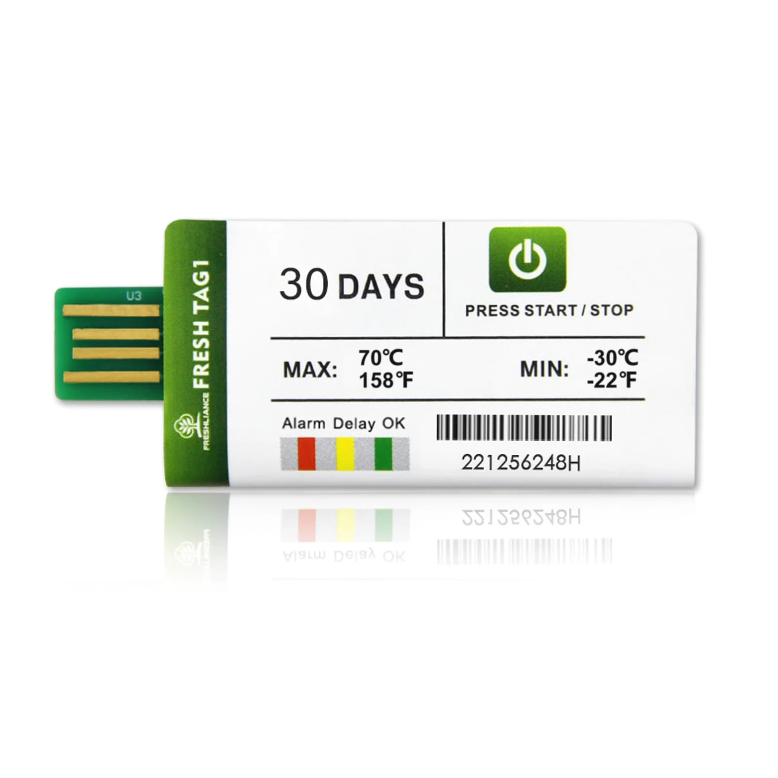 Freshliance - Registrador de datos de temperatura USB, 10 unidades, 129600 puntos, cubierta de alta precisión, 30 días, cadena fría, etiqueta fresca 1