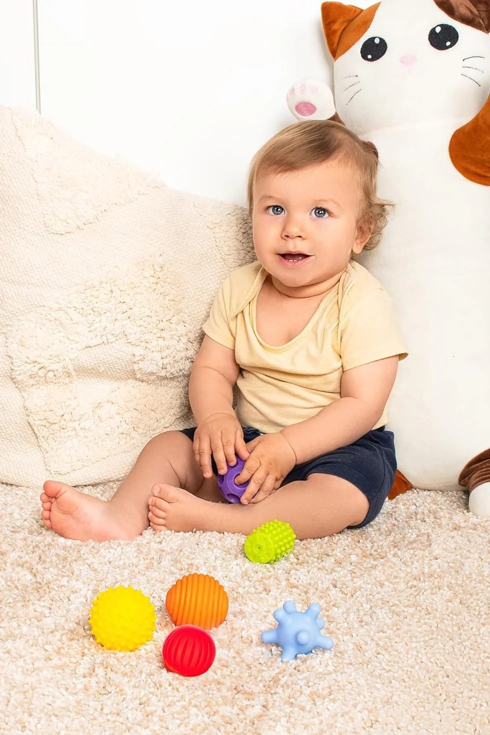 FANCY Baby Pelotas Sensoriales - Juguete Educativo para Bebés 3+ Meses, Pelota Montessori Texturizada
