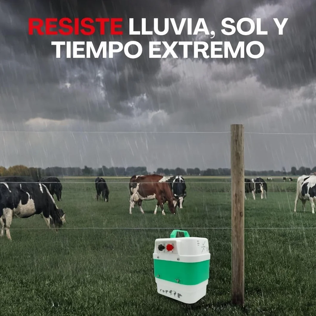 Pastor eléctrico Llampec Mod.16 con batería 12V – 4 J, 9.500 V y 40 km de alcance – Ideal para ganado equino, vacuno, porcino, ovino y animales salvajes – Batería y panel solar no incluidos
