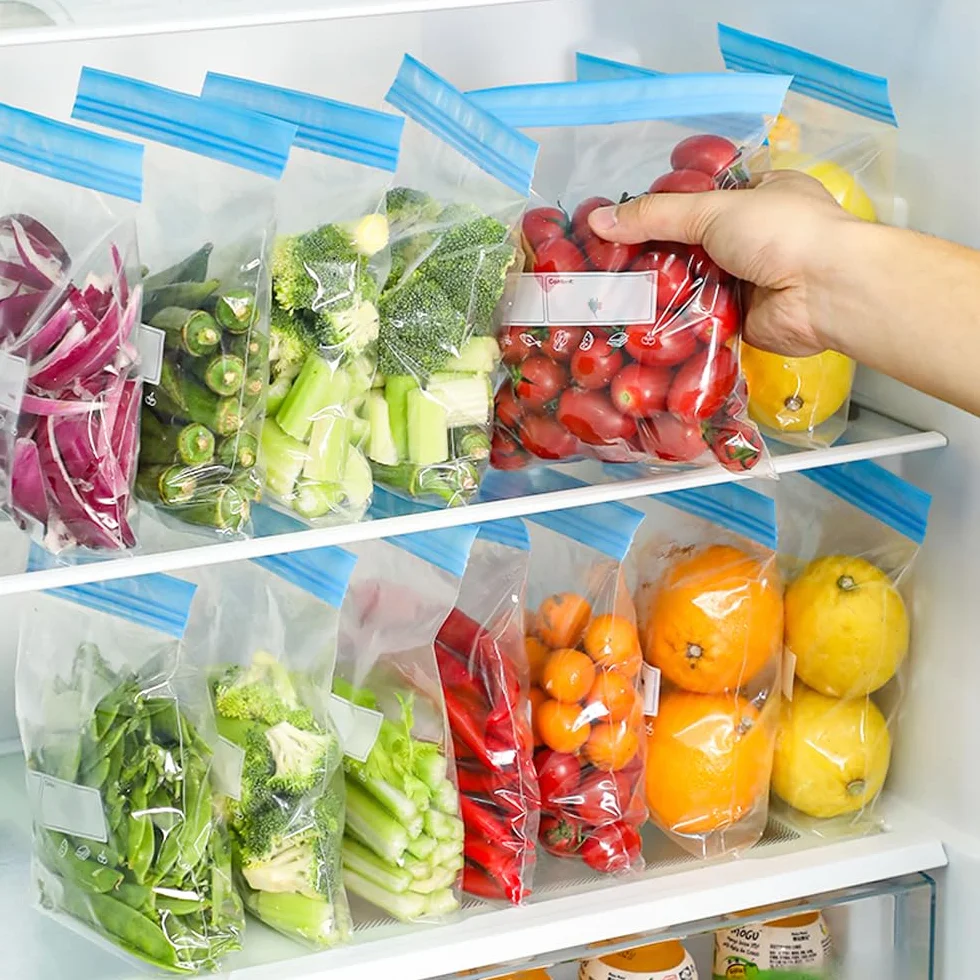 Bolsas de congelador reutilizables con cierre a presión, transparentes, doble sellada, sin BPA, para alimentos y sándwiches (3 tamaños)