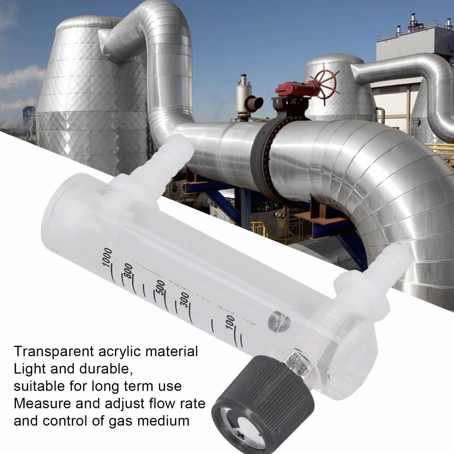 Panel Ajustable Medidor de Flujo de Gas con Válvula de Control 100-1000 Ml/Min