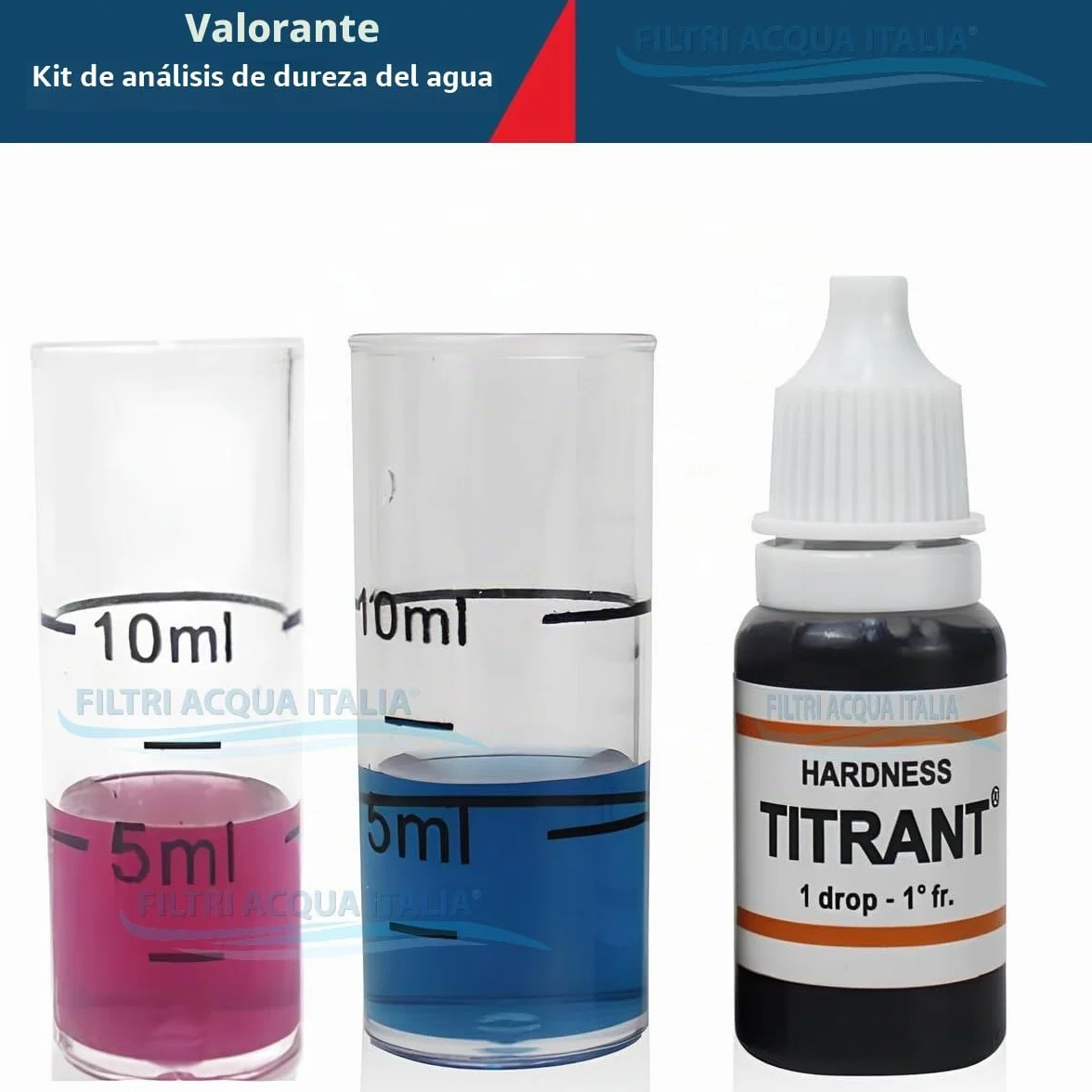 Kit análisis dureza agua Titrant grados franceses medir cal