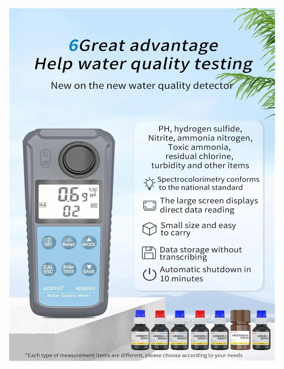 Medidor de turbidez digital portátil 0.00-1000 NTU para pruebas de calidad del agua