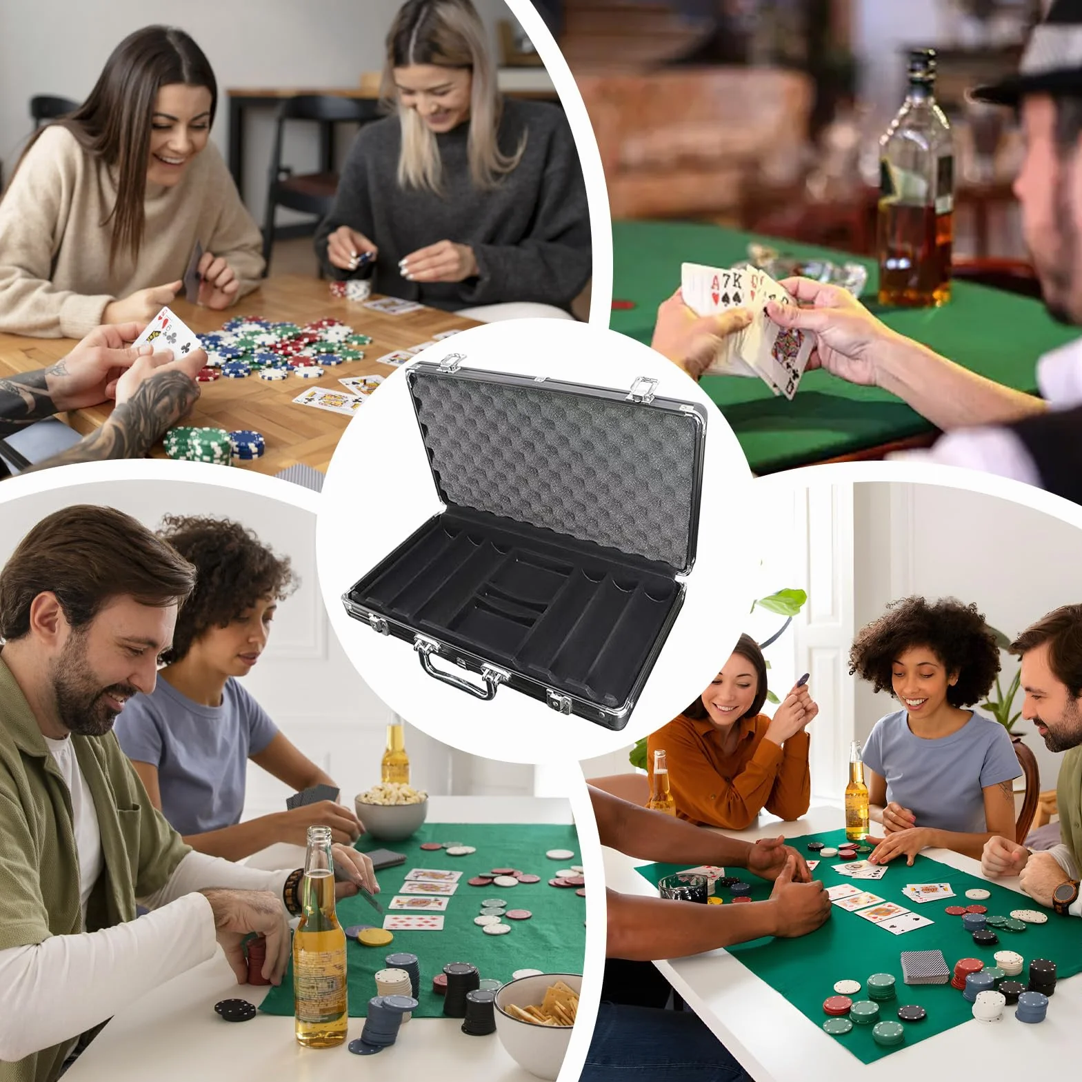 Maletín vacío para fichas de póker – Negro Mate, aleaciones de Aluminio, Protectora
