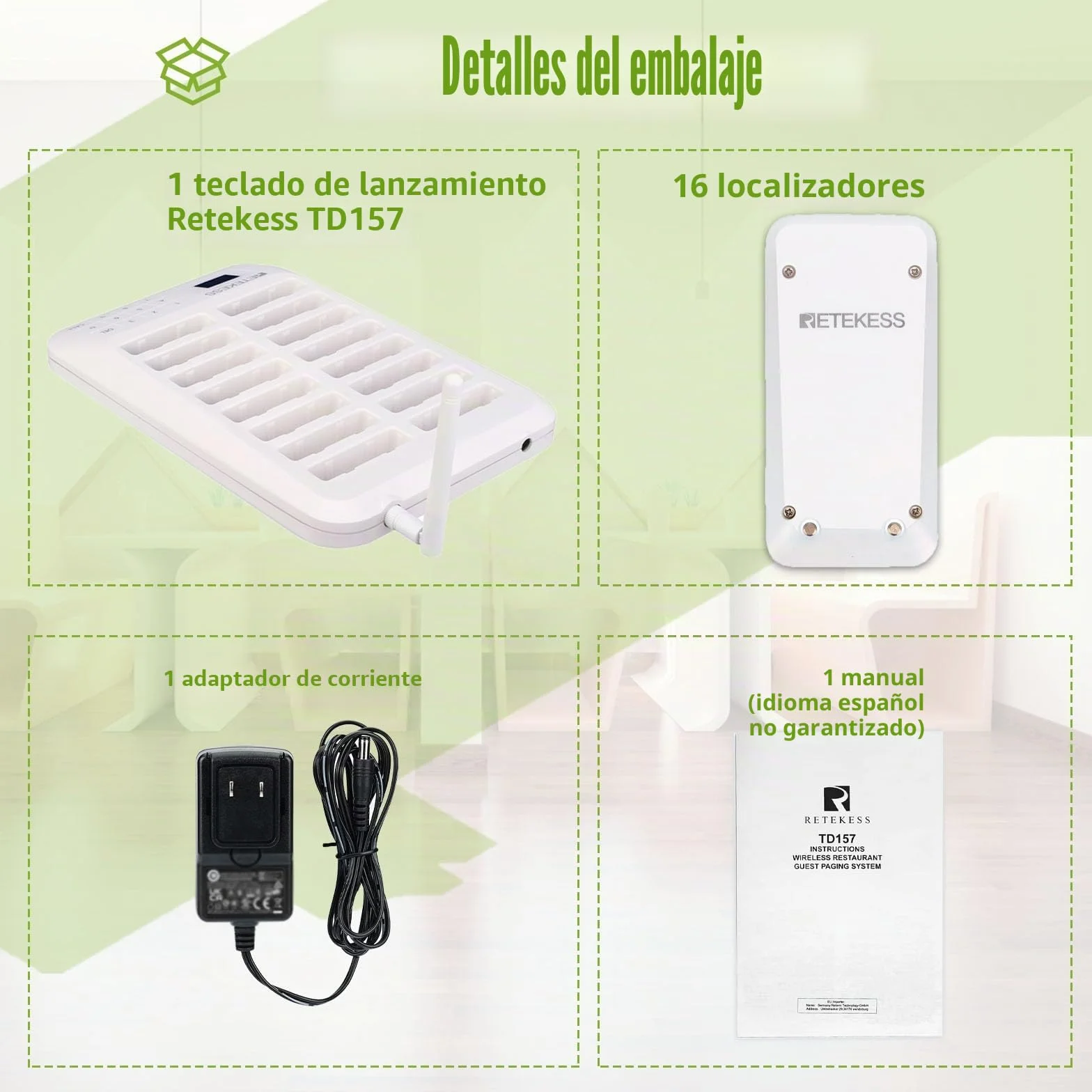 Retekess TD157 Avisador Restaurante, Buscapersonas, 500M, 1-99s Duración de la Llamada, Llamada de Uno a Más, Canal 998, Sistema de Llamadasde usarpara Hoteles, Hospital, Escuela