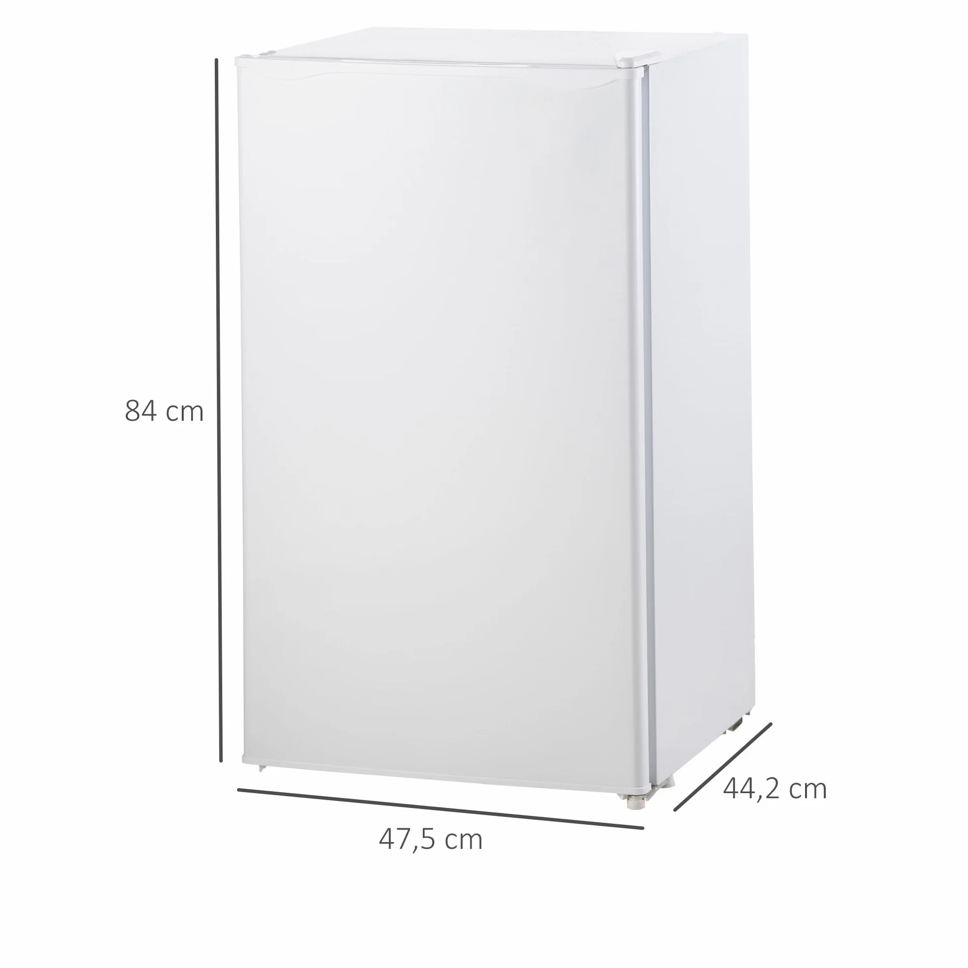 HOMCOM Nevera Pequeña 91 L Mini Frigorífico Silencioso Bajo Encimera Temperatura Regulable 5 Niveles Puerta Reversible Estantes Ajustables Blanco
