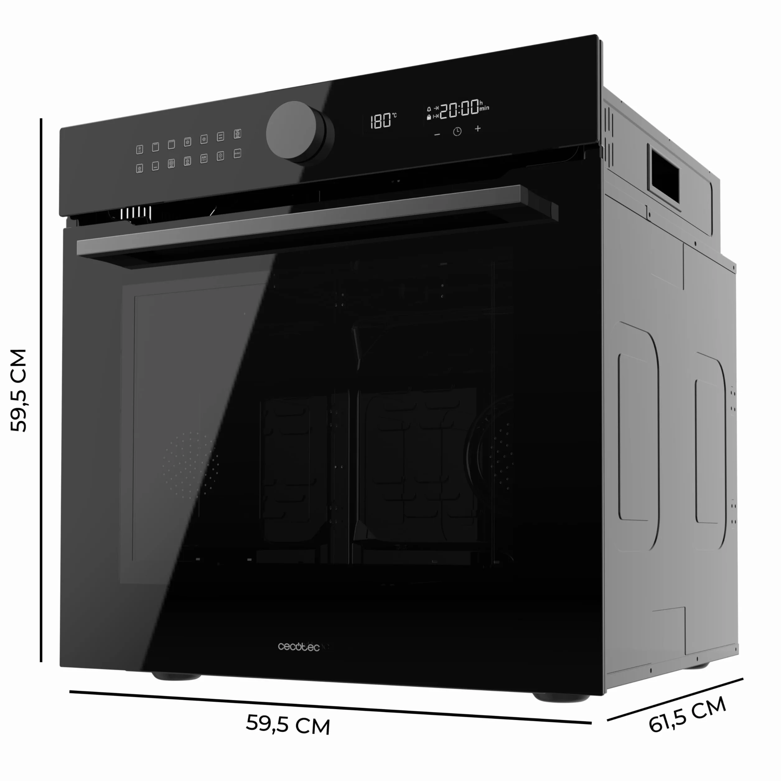 Cecotec Horno Integrable Pirolítico 73L Bolero Hexa P516000 Glass Black 3250W 14 Funciones Dual Display Airfryer Master Convección