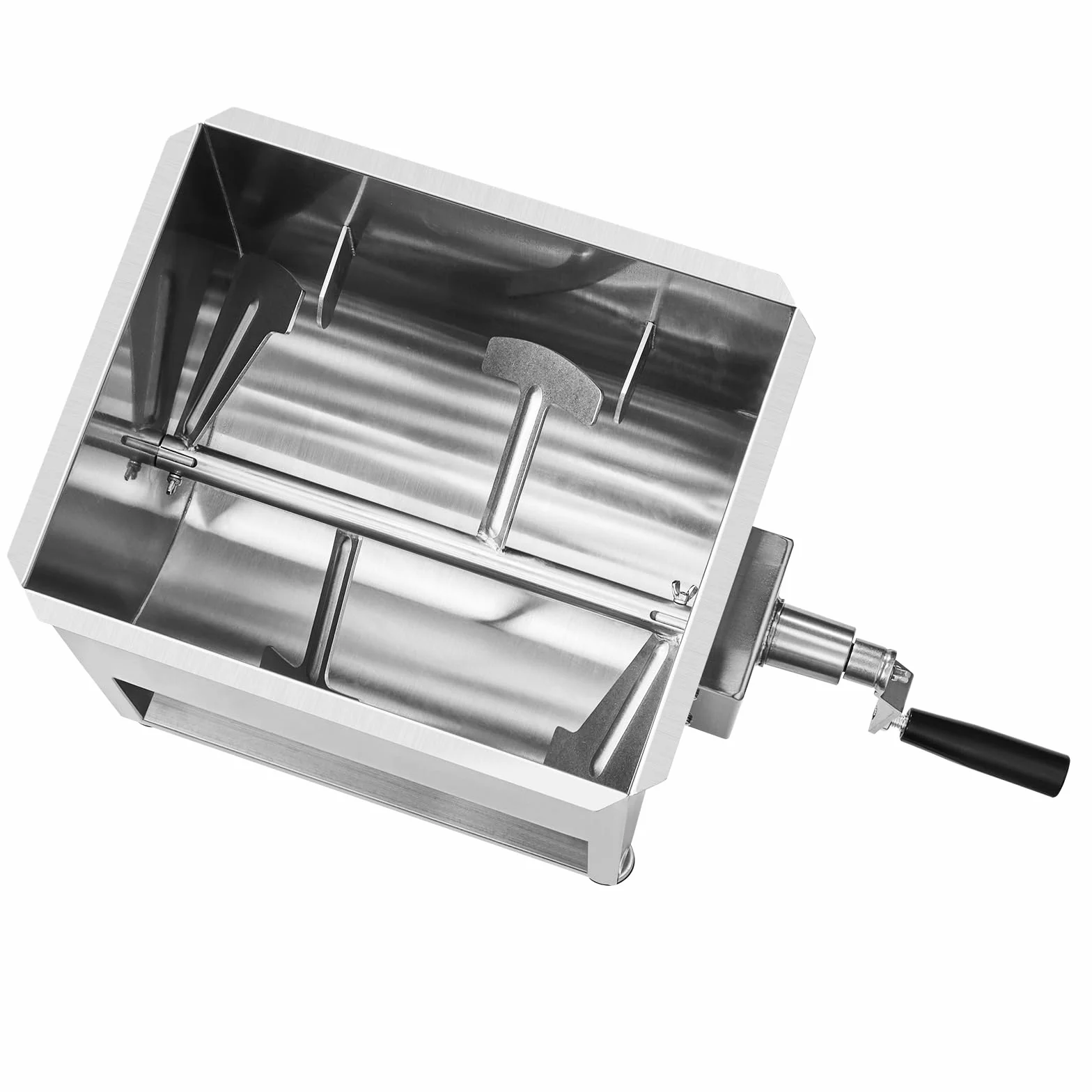 VEVOR Mezcladora de Carne Manual Tanque 30 L Equipo de Procesamiento de Carne Mezcla Máxima 20,4 kg Mezcladora de Salchichas de Acero Inoxidable Batidora de Carne con Tapa, Reductor de Engranajes