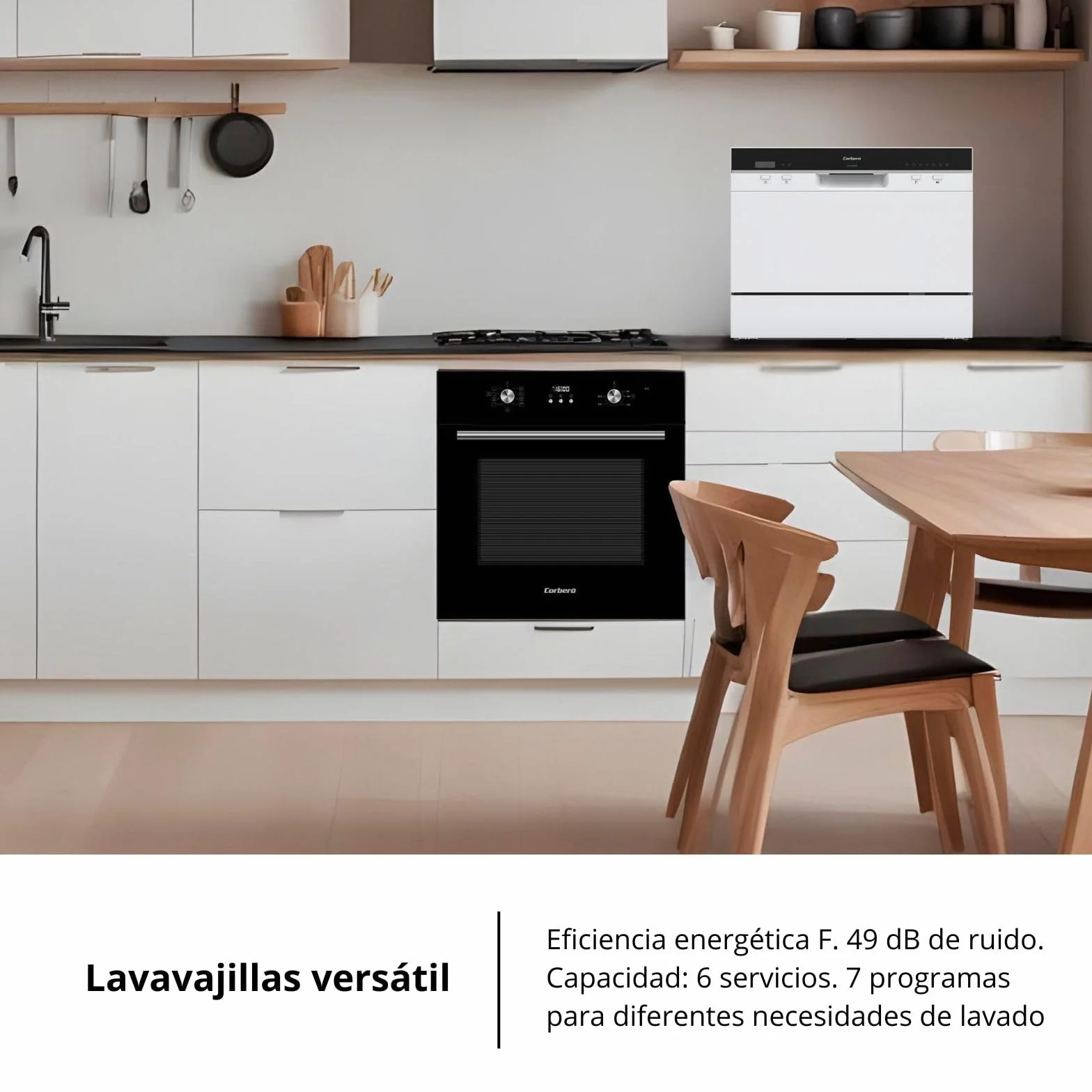 Corberó Lavavajillas Compacto Portátil CLVP607W 6 Cubiertos 7 Programas 49 dB Blanco