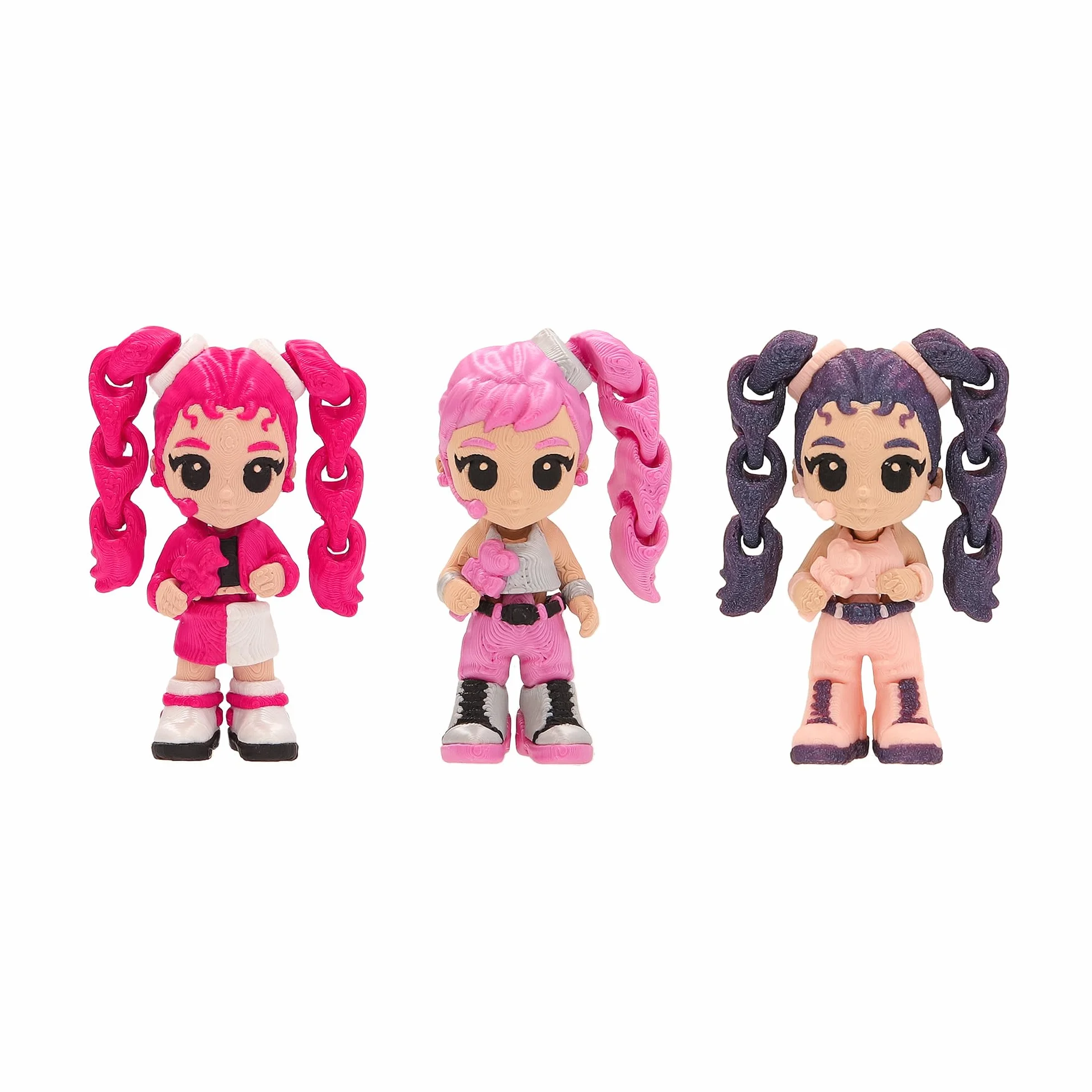 K-POP IDOL PALZ 3D Pack de 3 Figuras Coleccionables Articuladas Rina Minji Mina con Cabello Intercambiable