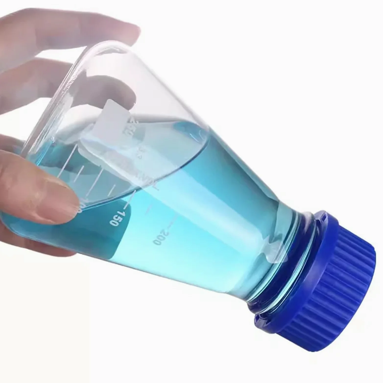Frasco de vidrio para reactivos de laboratorio, Botella de reactivo de vidrio de laboratorio, matraz Triangular con tapa de tornillo azul cónico, 250/500/1000ml(500ml)