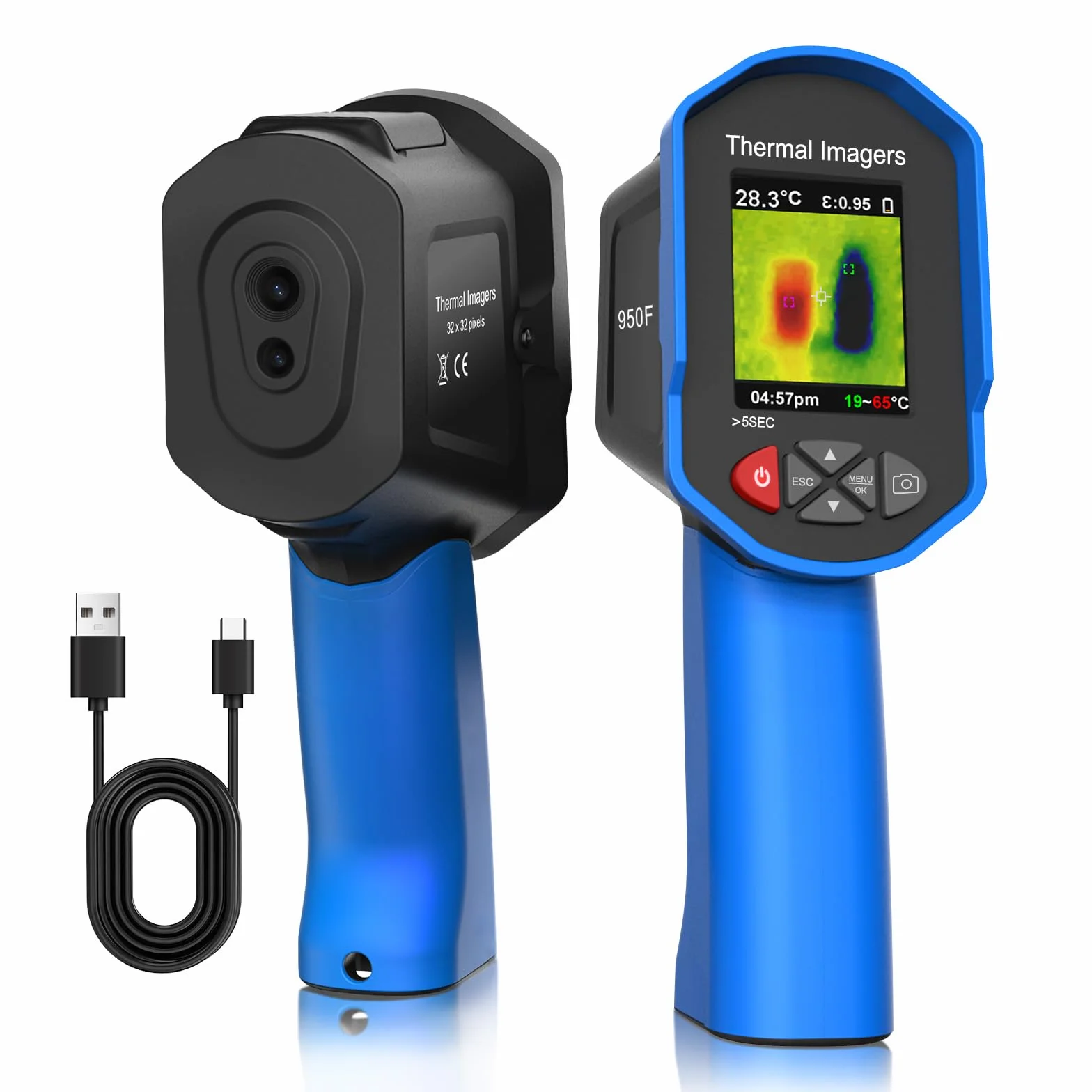 Cámara Termográfica Infrarroja, 32x32 IR Thermal Imaging Camera, -40°C a 330°C, Cámara Infrarroja para HVAC Climatización, Advertencia de Equipos, Inspección de fugas