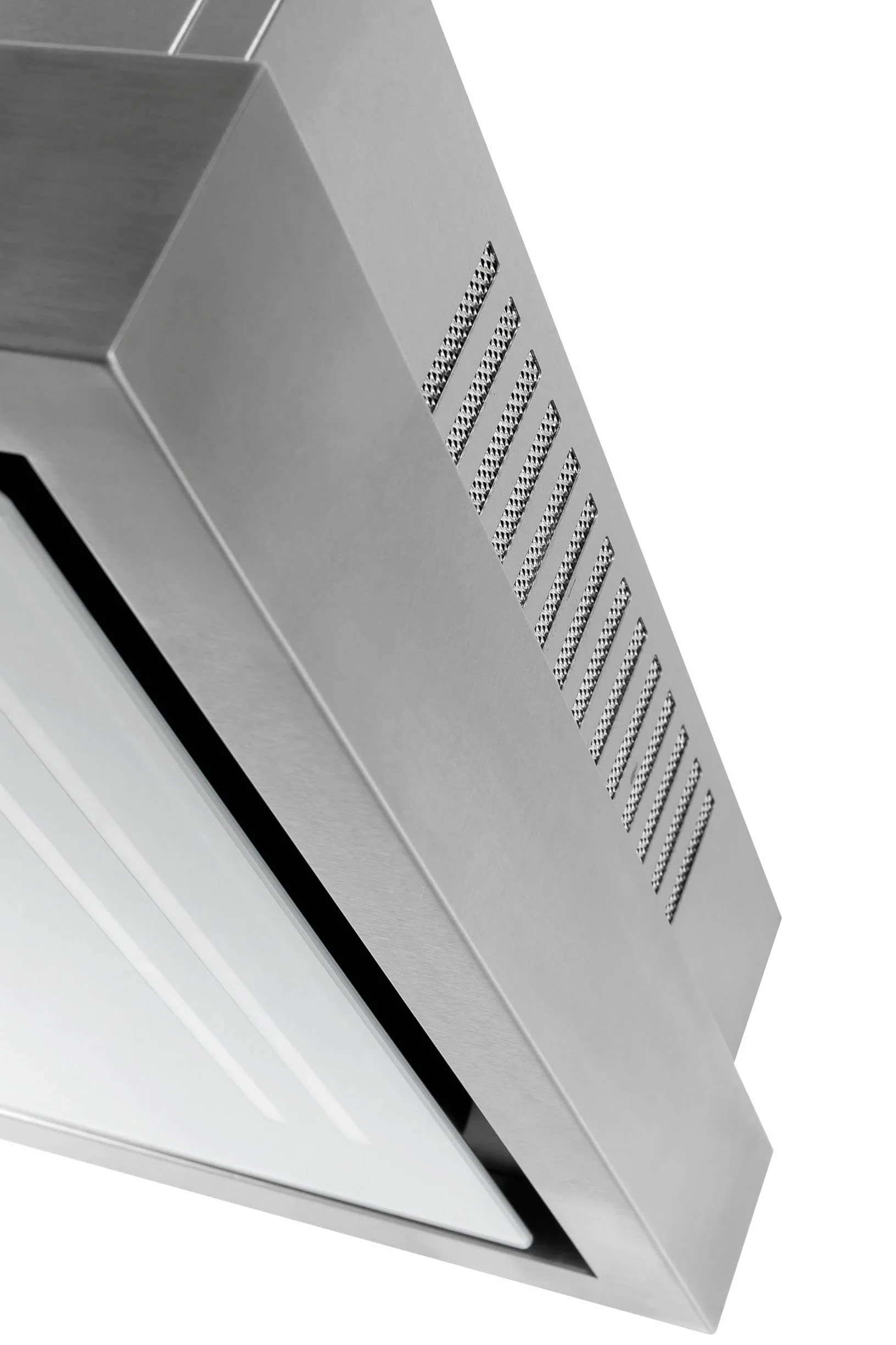 Campana extractora empotrada 90 cm cristal blanco acero inoxidable motor EBM 1000 m³/h ionización techo