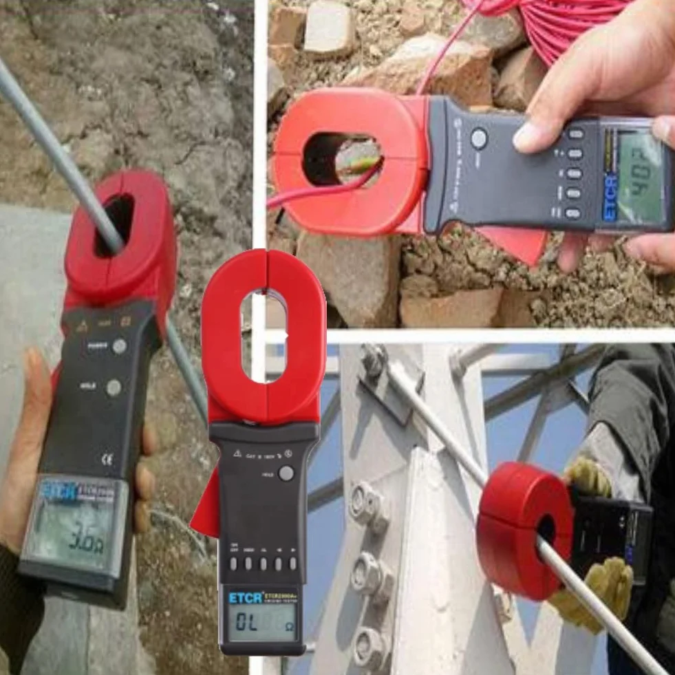 Tyenaza ETCR2100A+ Modelo BásicoMedidor de Resistencia de Puesta a Tierra con Pinza Boca Redonda, con Pantalla LCD, Probador de Resistencia de 0,01-200 Ω, para Energía Eléctrica, Arquitectura