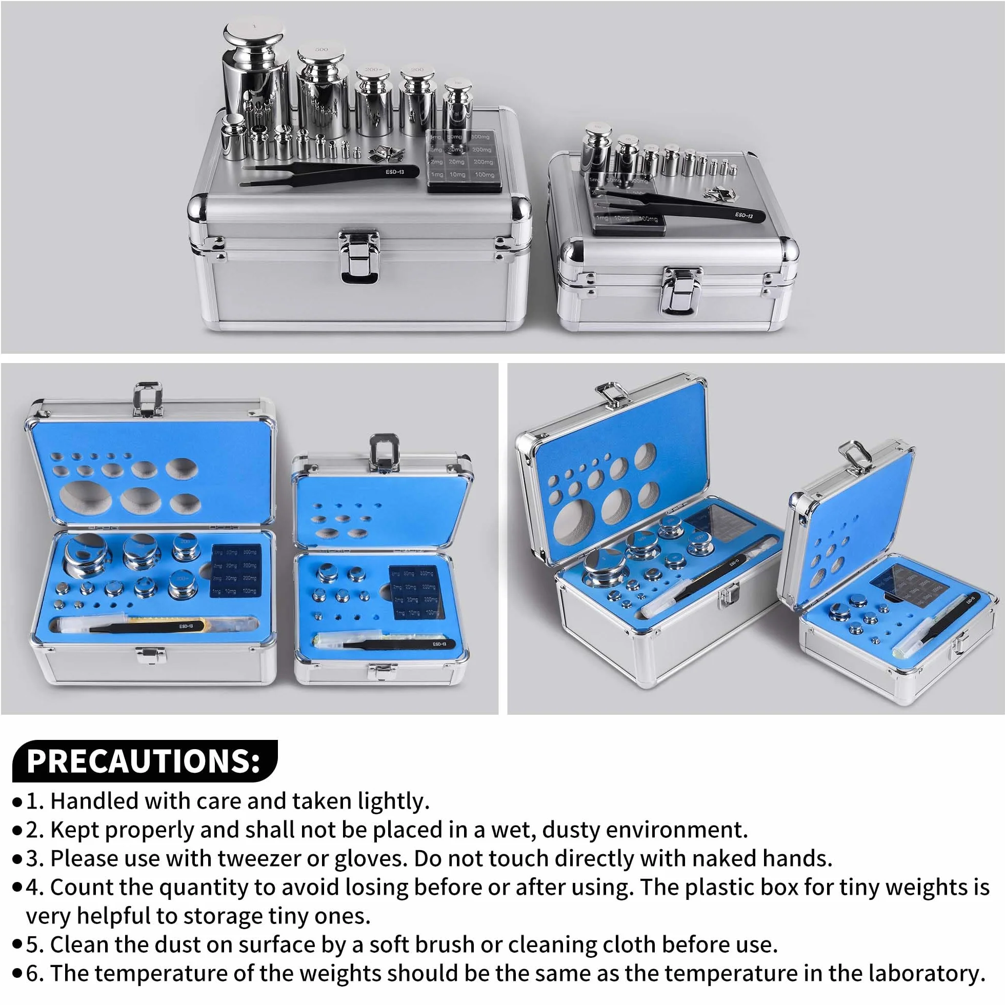 Goetland F1 Certificada Pesas de Precision Calibracion Pesos Calibración Precisa 25 piezas 1mg-1kg Acero Inox para Balance Escala Digital Laboratorio