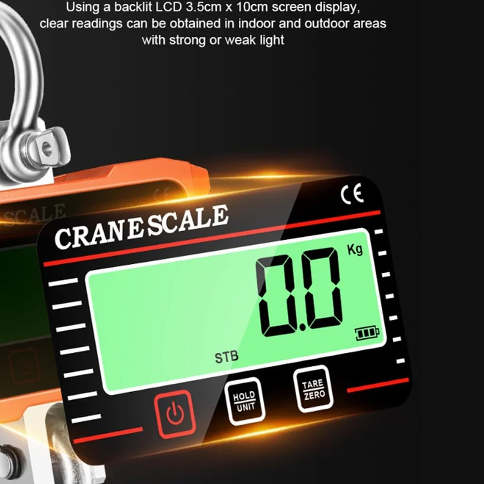 Báscula de Grúa Digital LCD de 2000 KG, Balanza de Pesaje con Gancho de Aleación Resistente Industrial para Cargas Pesadas, Balanza Colgante Lb/Kg