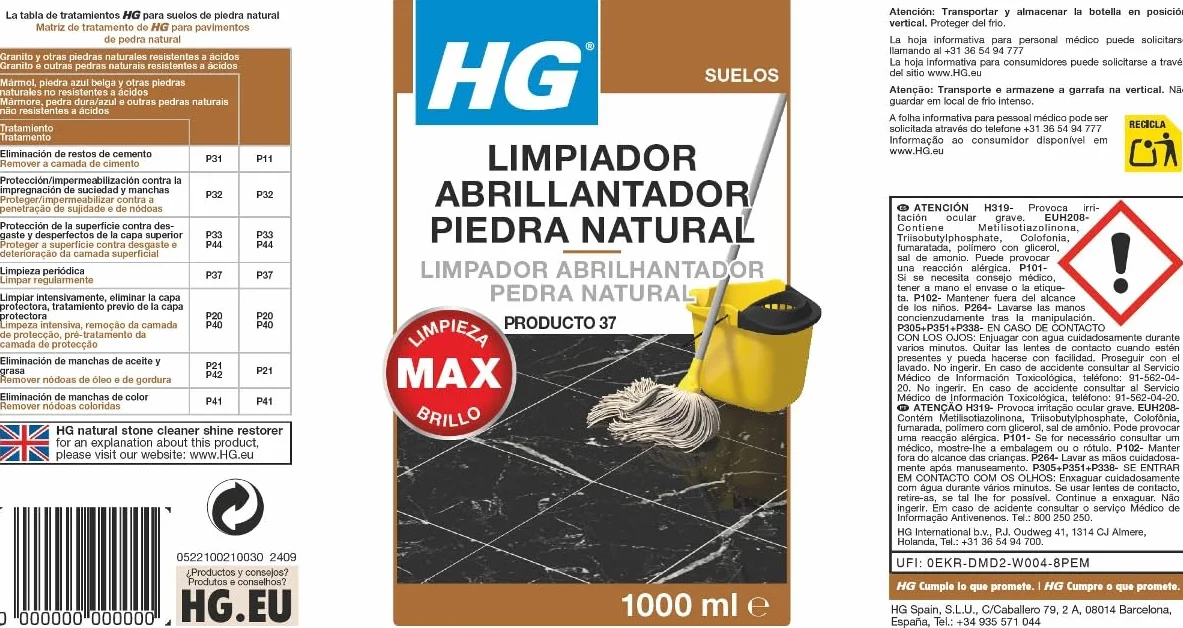 Limpiador Abrillantador para Piedra Natural y Mármol, 1 Litro