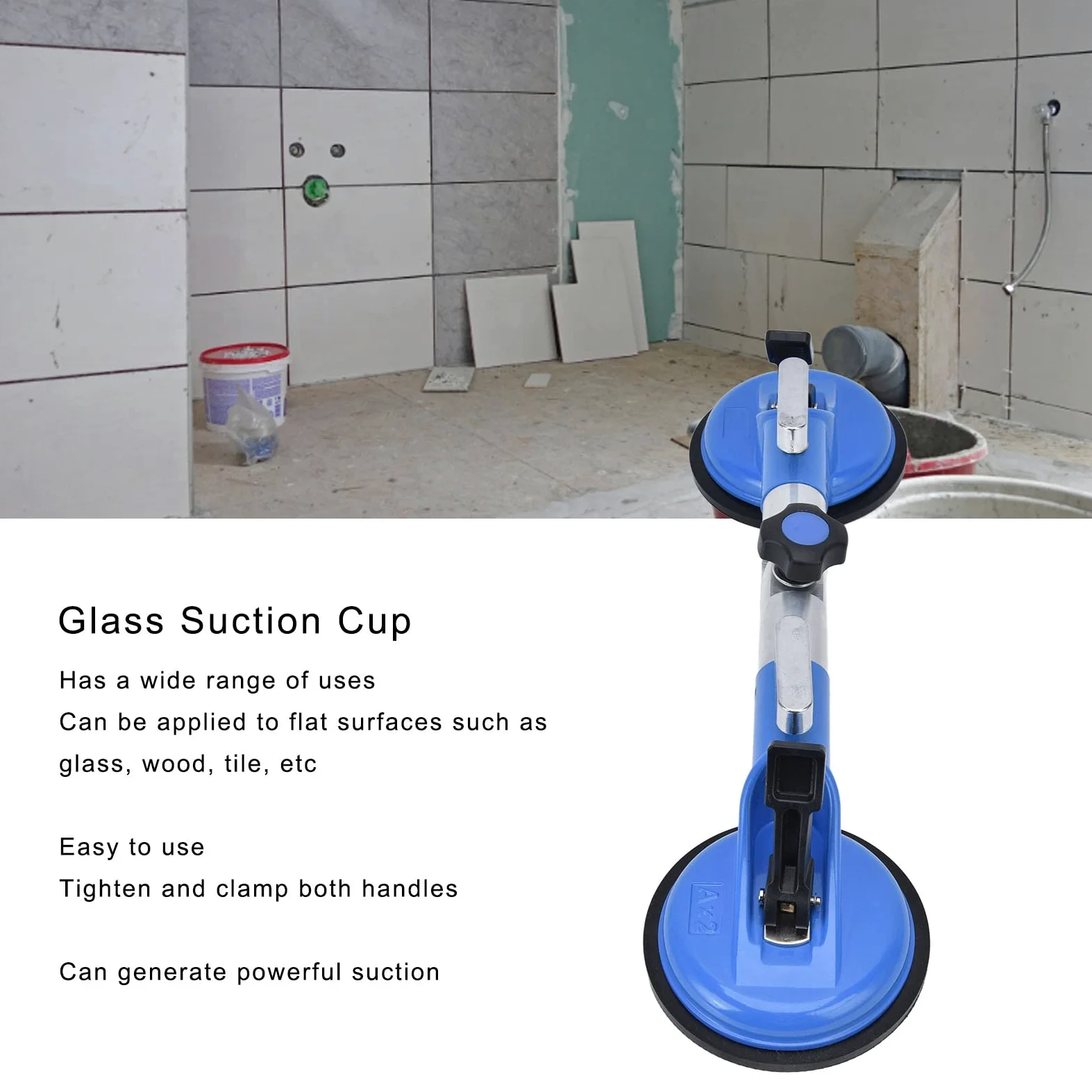 Ventosa de Vidrio, Ventosa de Vacío, Soporte para Espacio en El Piso, Mango de ABS para Levantar Vidrio, Piso, Ventana, Azulejo, Granito, Mover y Levantar Objetos
