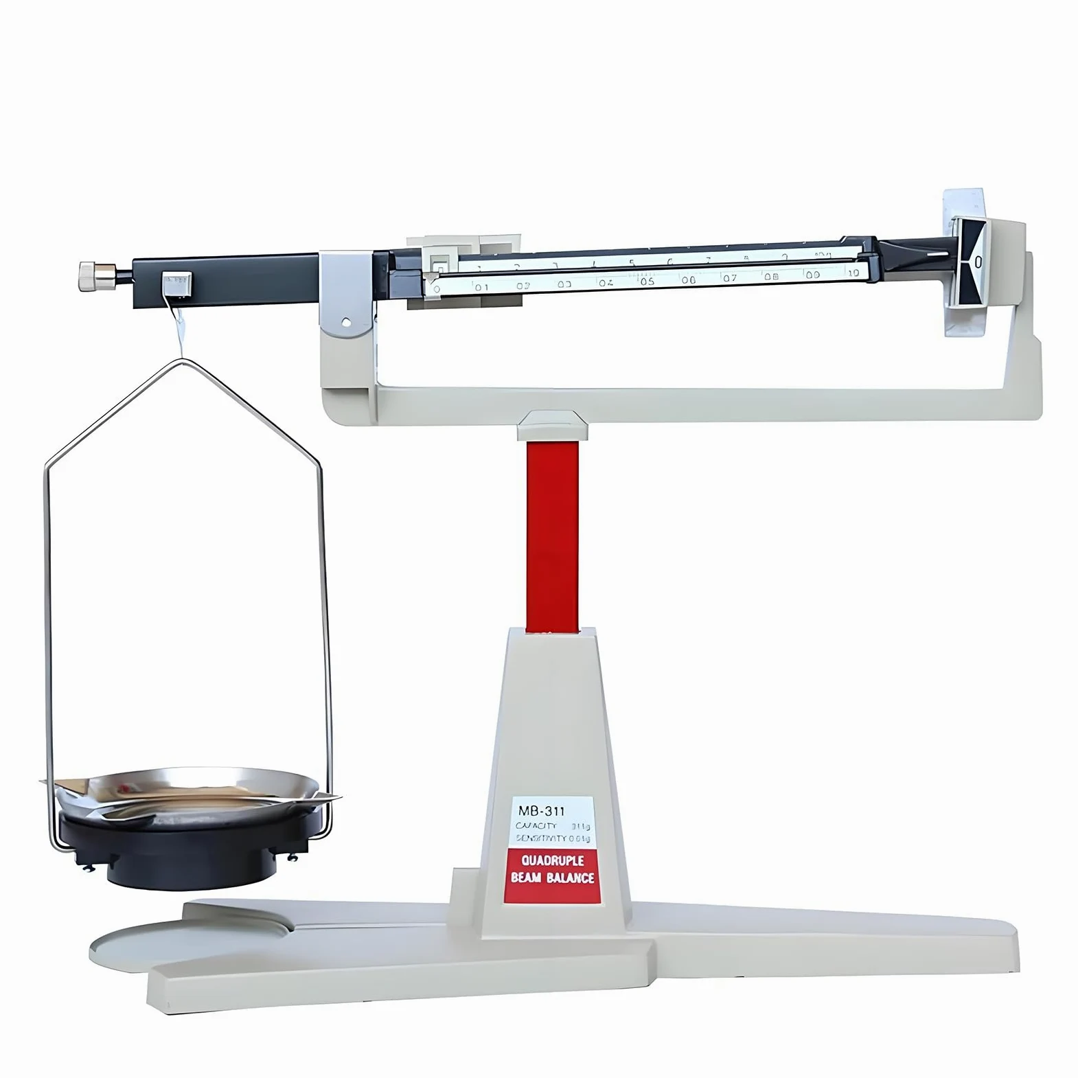 Balanza Mecánica De Laboratorio, Balanza Mecánica De Brazo con 4 Reglas, Bandeja para Balanza Mecánica con Kit De Pesas De 15 Cm, 311 G/0,01 G, No Necesita Pilas.