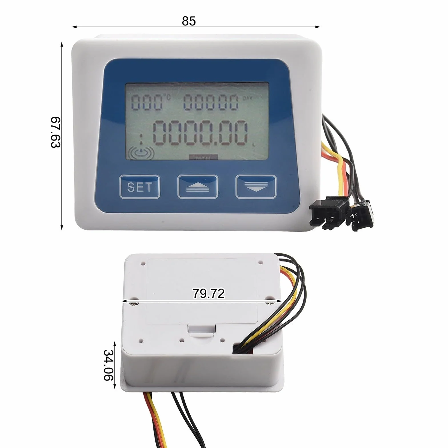 Medidor de flujo digital pantalla LCD sensor agua combustible 1-25 l/min rosca G1/2 CC 3.5-24 V monitor temperatura volumen total