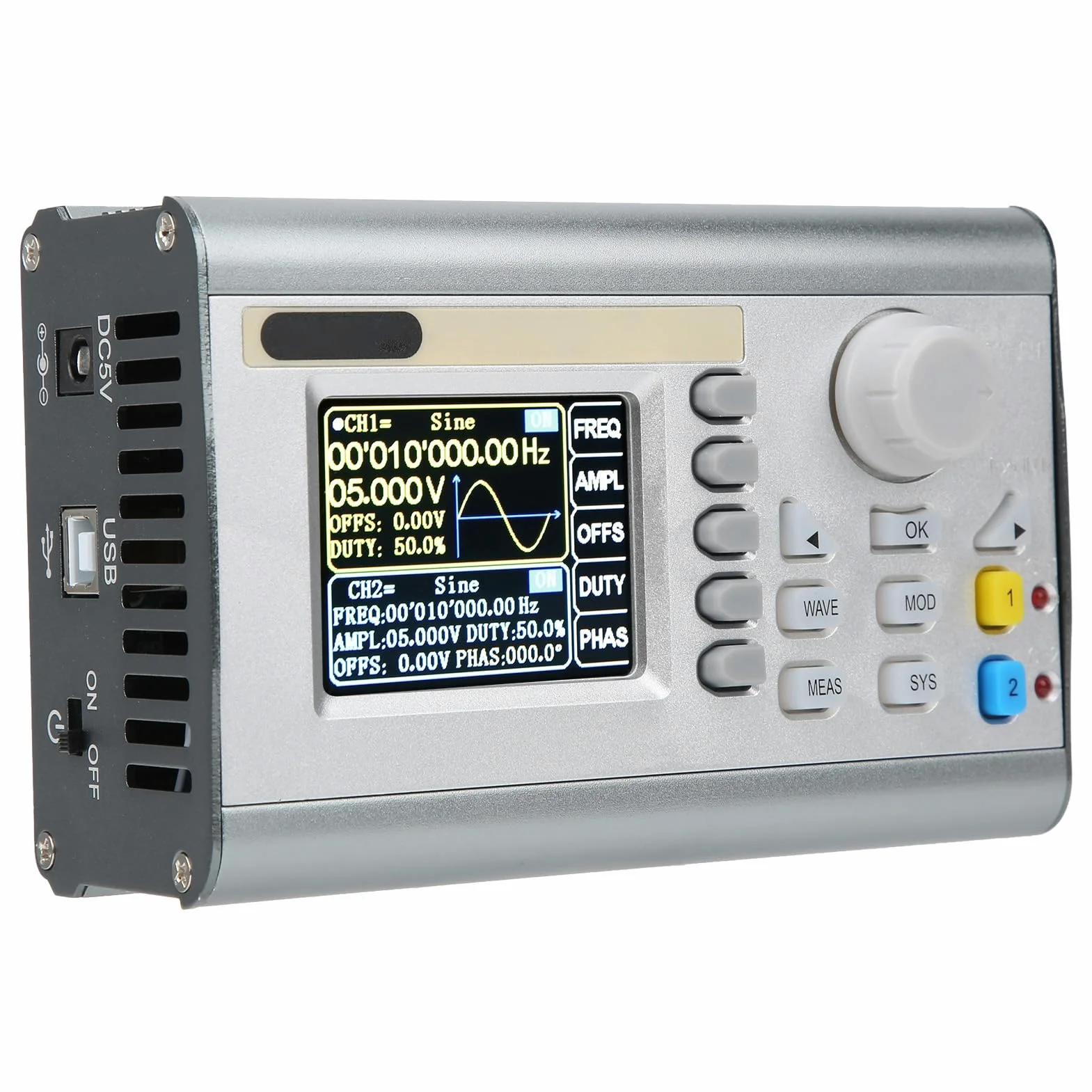 FTVOGUE JDS2900 Generador de Forma de Onda Arbitraria de Doble Canal de 60 MHz Función DDS Fuente de Señal de Pulso con LCD TFT de 2,4 Pulgadas para Investigación de Laboratorio E (Enchufe de la UE)