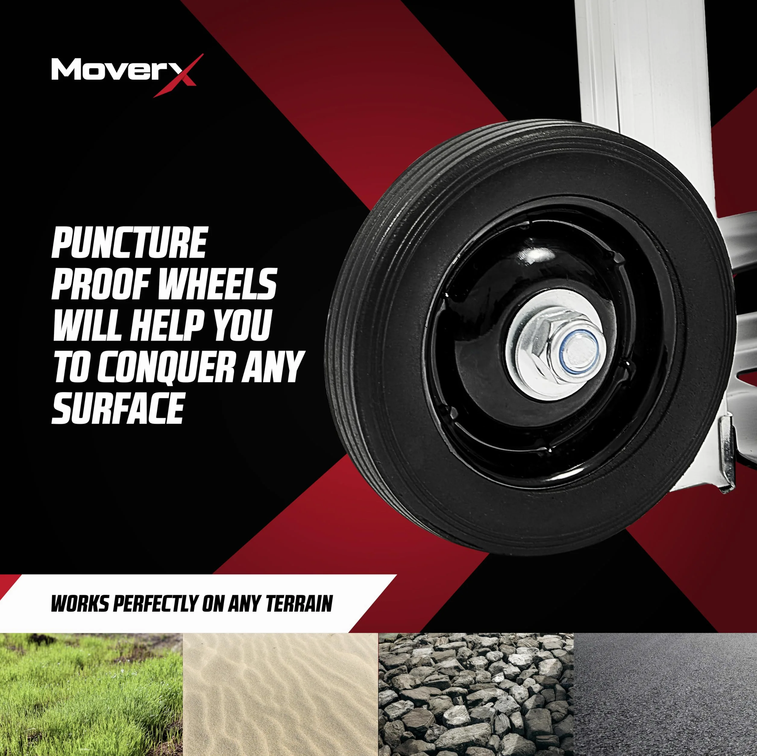 MoverX Carretilla de mano plegable de aluminio, carro de mano resistente con ruedas, carrito de transporte multiusos, 90 kg