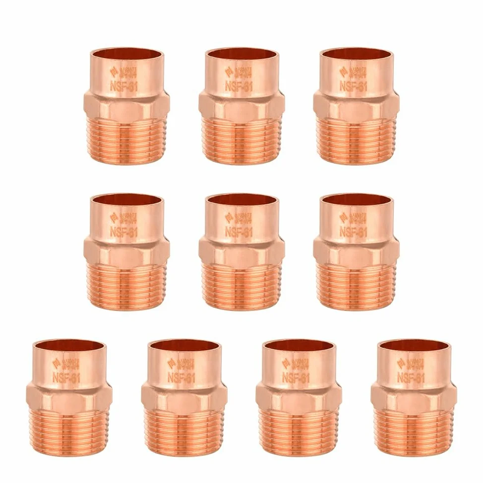 10 adaptadores EFIELD macho de cobre de 3/4 pulgadas C x MIP | Accesorios de fontanería de cobre con conexión de soldadura por sudor, COPPER061 (10)