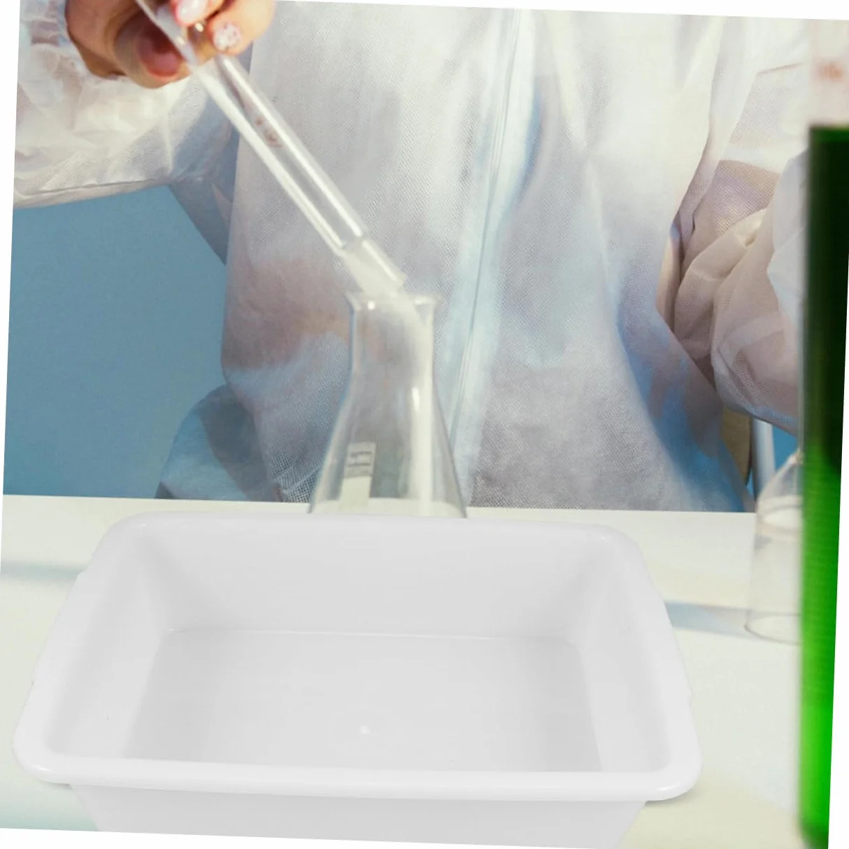 Veemoon Bandeja de laboratorio de plástico pequeña 24x17x6.5 cm resistente a ácidos almacenamiento reactivos químicos